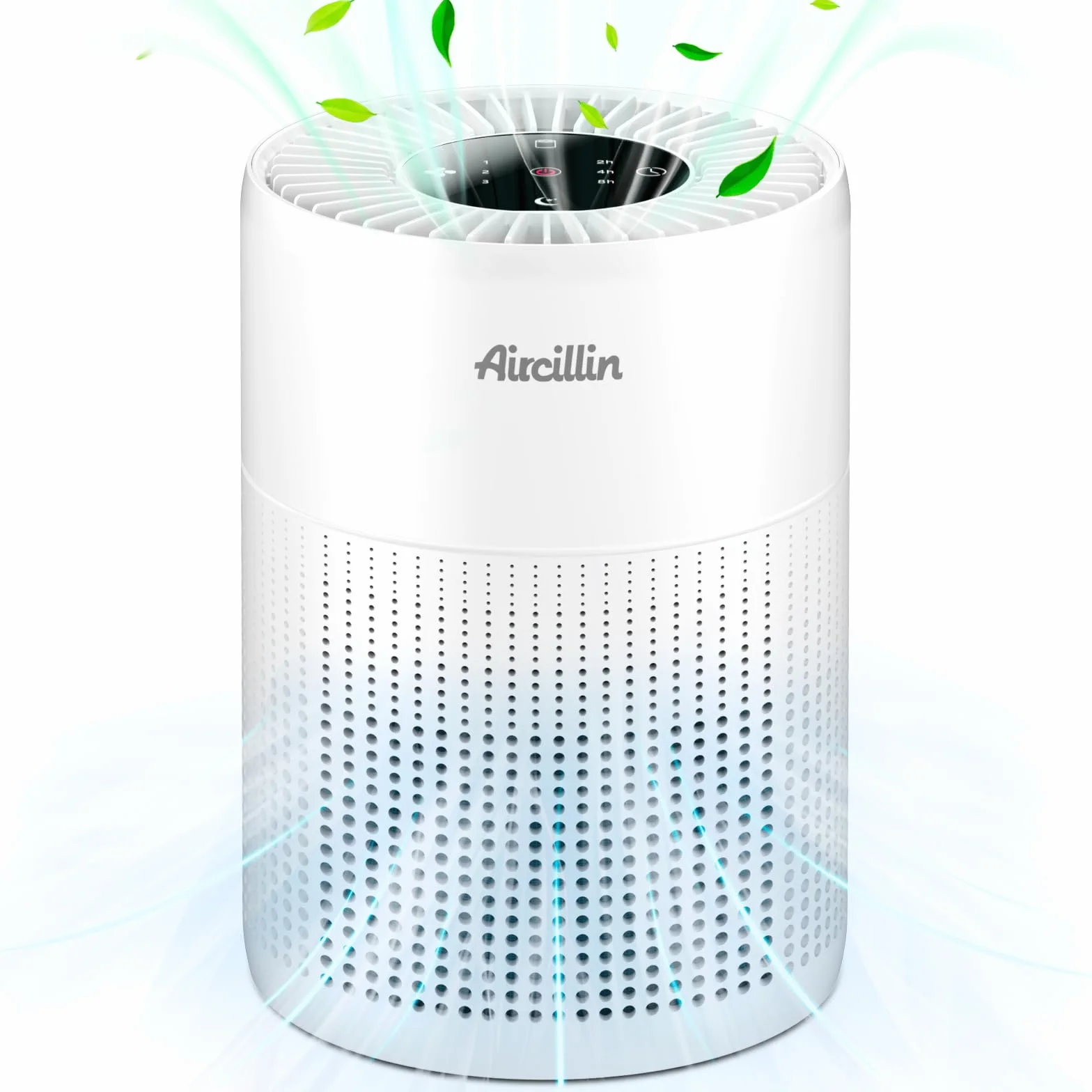 Aircillin Purificador de Aire con Filtro HEPA, Purificador de Aire para Alergias, 6W, Air Purifier Elimina el 99,97% de alérgenos, polen, olores, humo y caspa, con 23 dB, Temporizador y Luz nocturna
