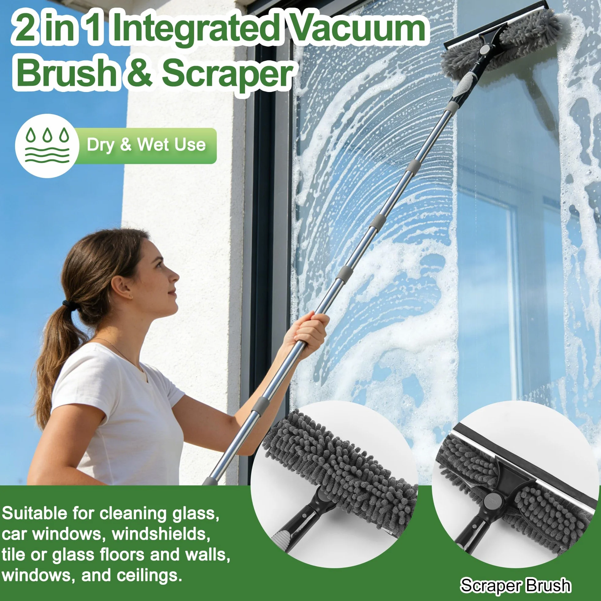 Kit 4 Piezas Plumero Extensible 4,3m Microfibra Lavable Cepillo Multiusos Escobilla Quitarañas