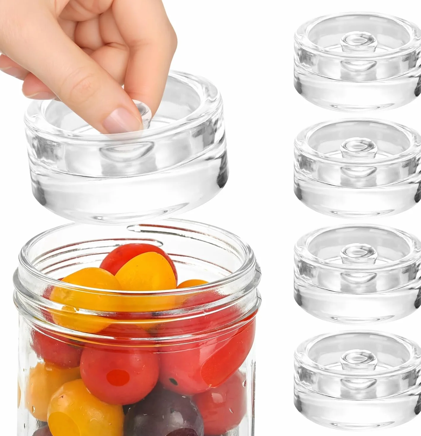 Pesos de Fermentación de Vidrio Ø 7 cm, 4 Piezas para Chucrut Kimchi Kéfir Encurtidos