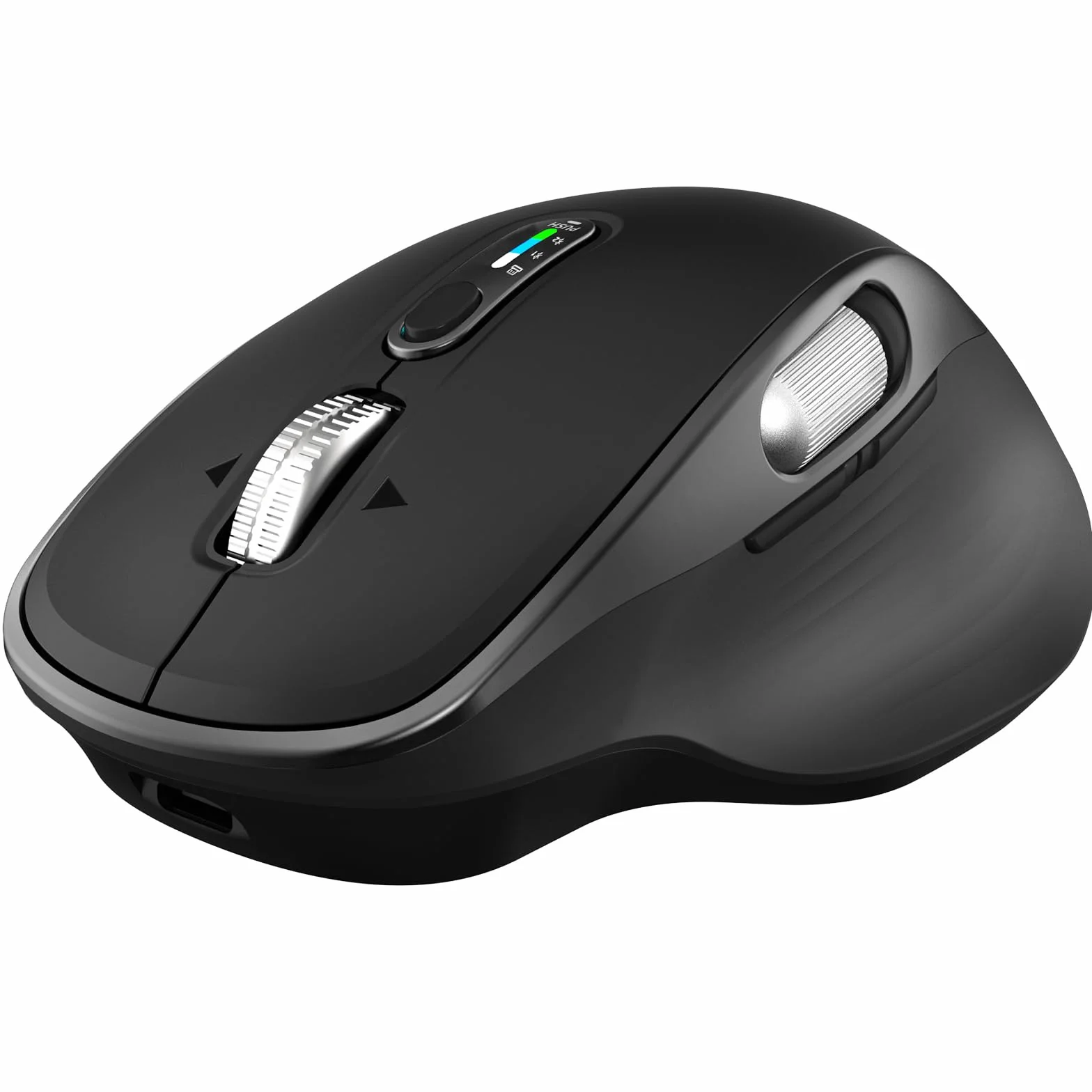 Ratón inalámbrico recargable por Bluetooth con 8 botones programables, color negro | Ratón óptico ergonómico multidispositivo con 5 DPI ajustables para laptop, iPad, PC, manos medianas a grandes