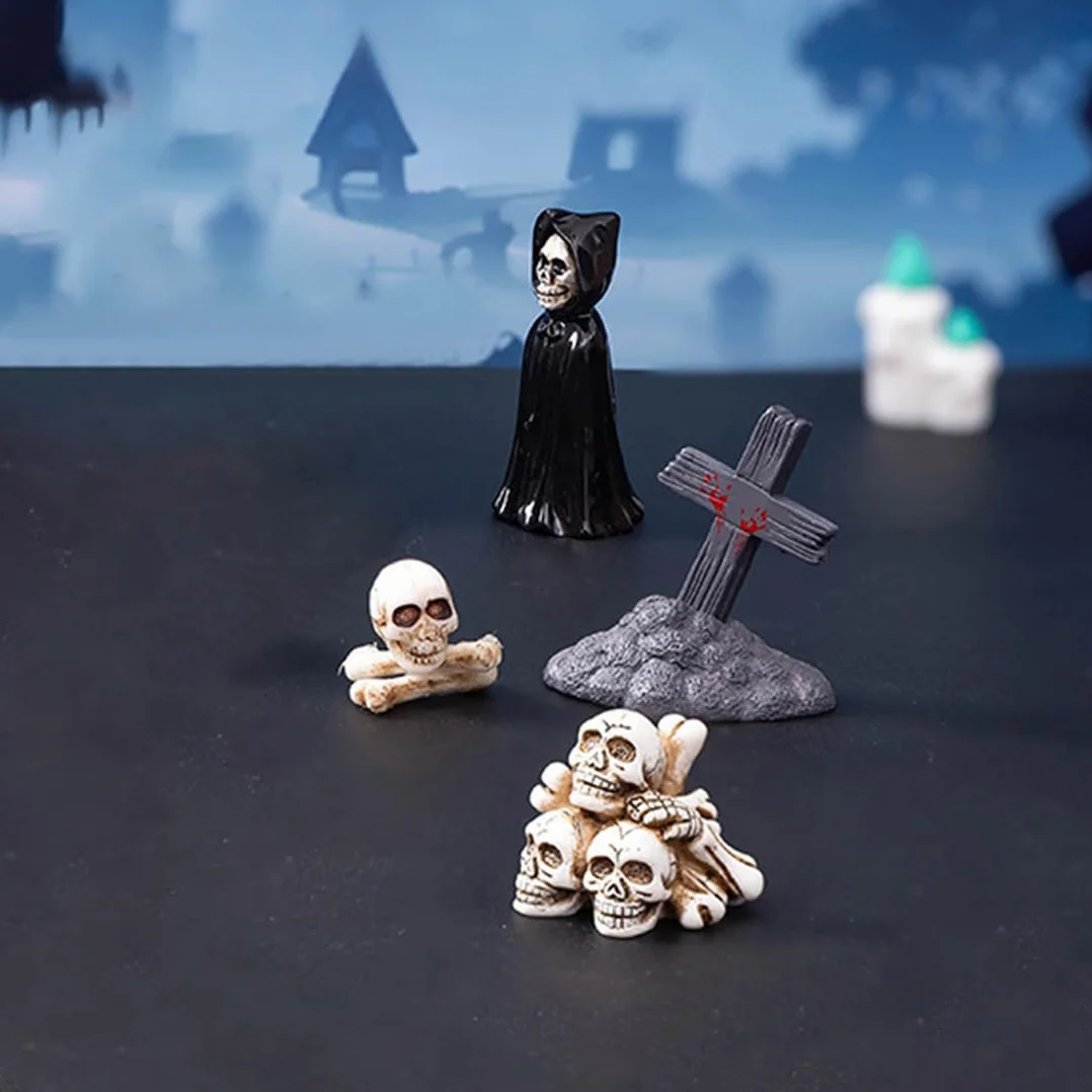 Decoraciones de Halloween, esqueleto fantasma para decoración de escritorio y macetas