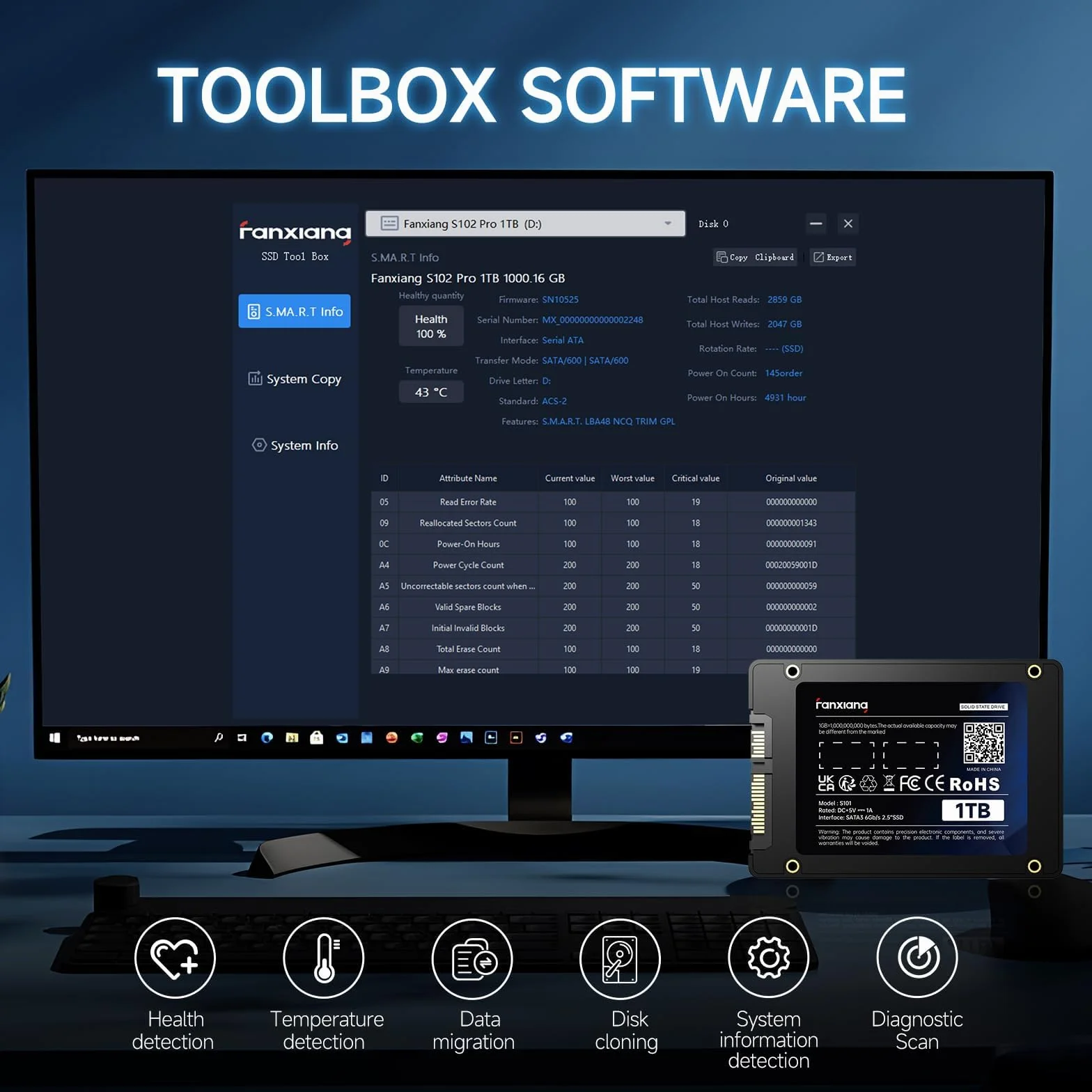 fanxiang SSD 512GB SATA III 6Gb/s 2,5", 560 MB/s de Lectura, SATA SSD 512GB, Disco Duro Interno para Conpatible con computadoras de Escritorio y portátiles