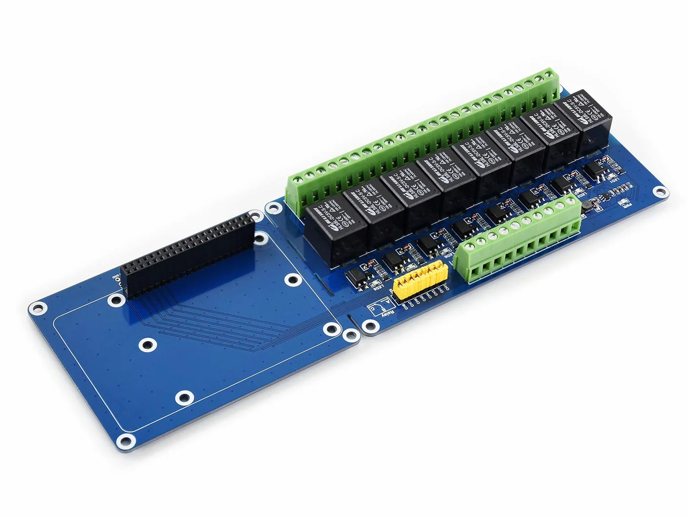 Waveshare 8-ch Relays Expansion Board Compatible with Raspberry Pi Control High Voltage Products Standard Rail Mount Bottom Case