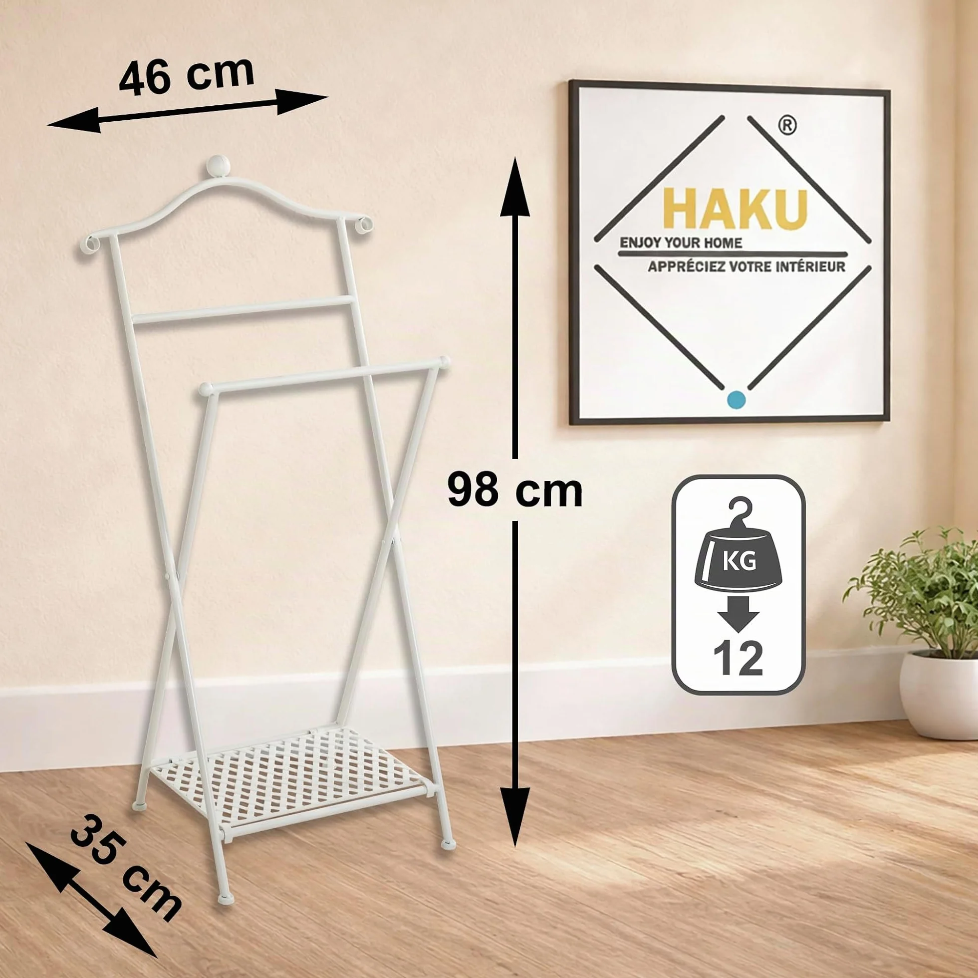 HAKU Möbel galan de noche blanco encalado metal 46x98x35 cm Bohemio