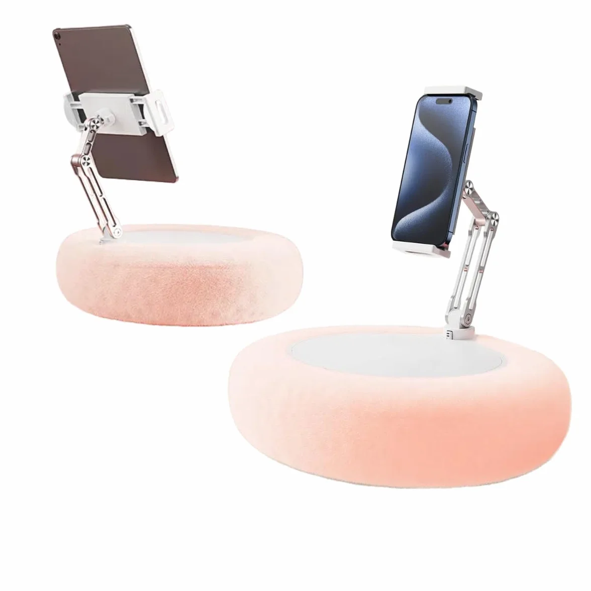 Soporte de almohada para tablet Kindle, iPad, soporte de teléfono móvil de felpa con un cuenco para aperitivos con tapa, compatible con teléfonos de 4.7 a 13 pulgadas, tablet, iPad, iPhone, Google