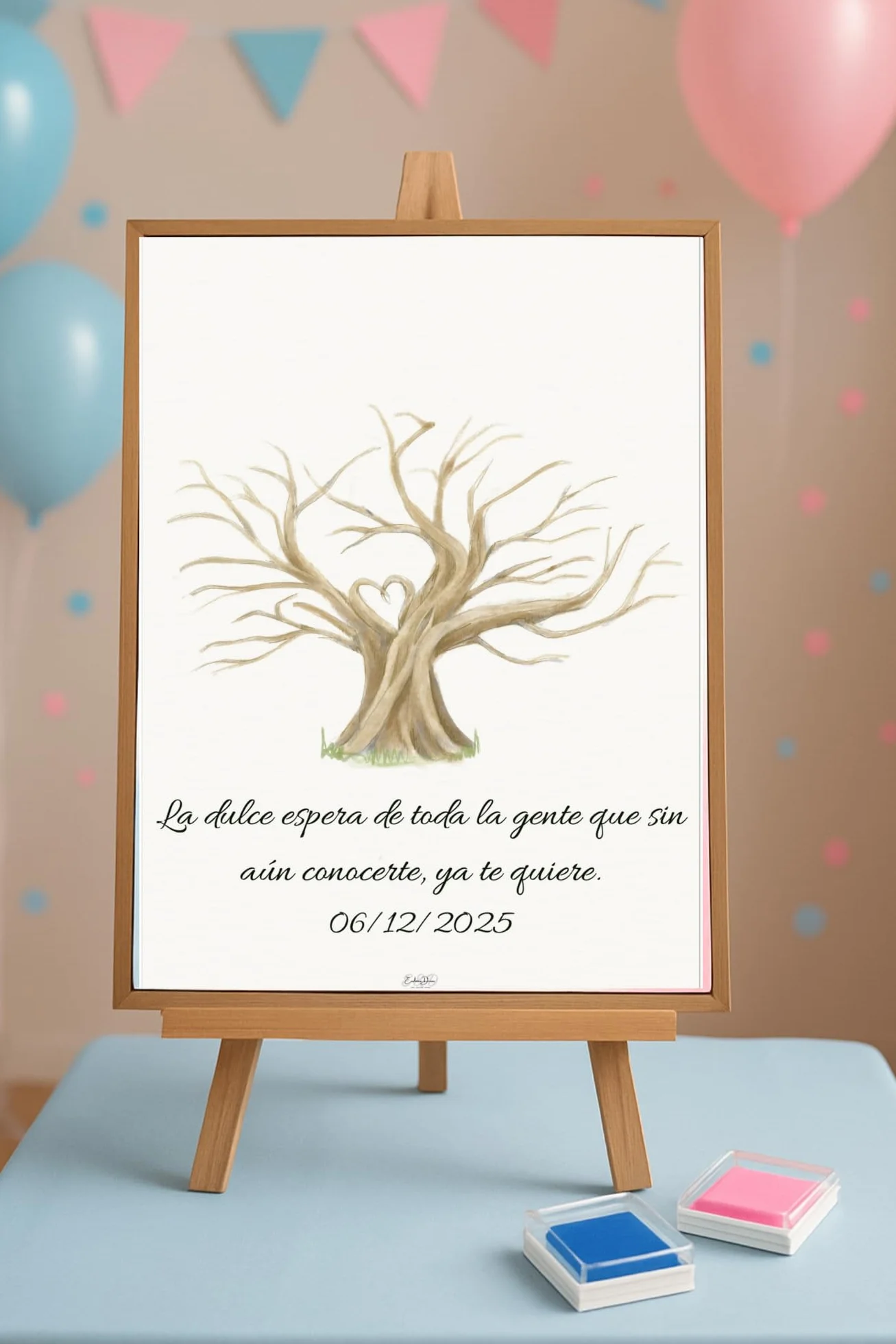Árbol de huellas comunión niño niña | Lámina huellas personalizada | Alternativa libro firmas boda evento | Sin marco