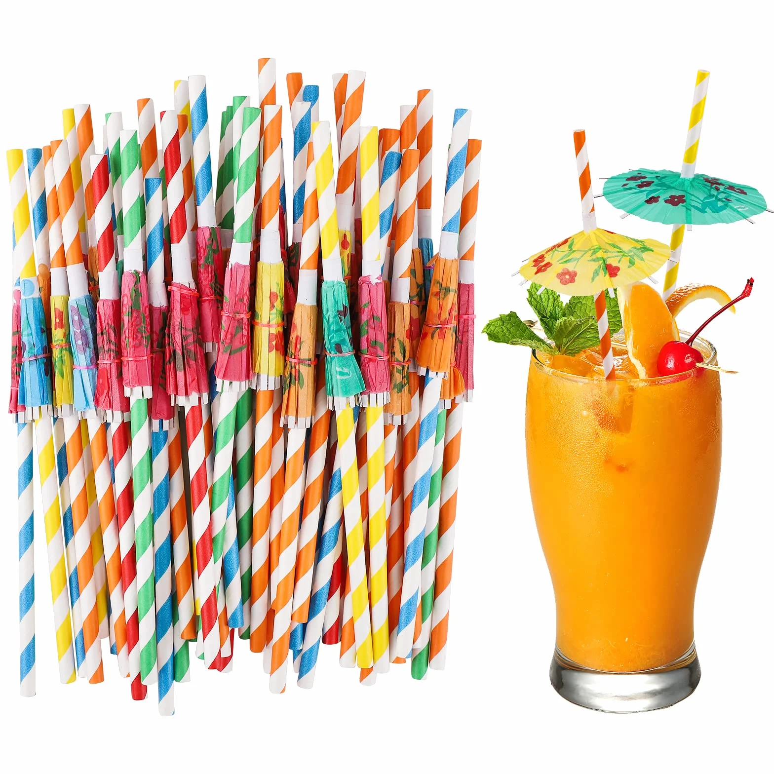 Paraguas de Cóctel 100 Piezas Sombrillas de Papel para Fiestas Decoración Accesorios Colores Mezclados