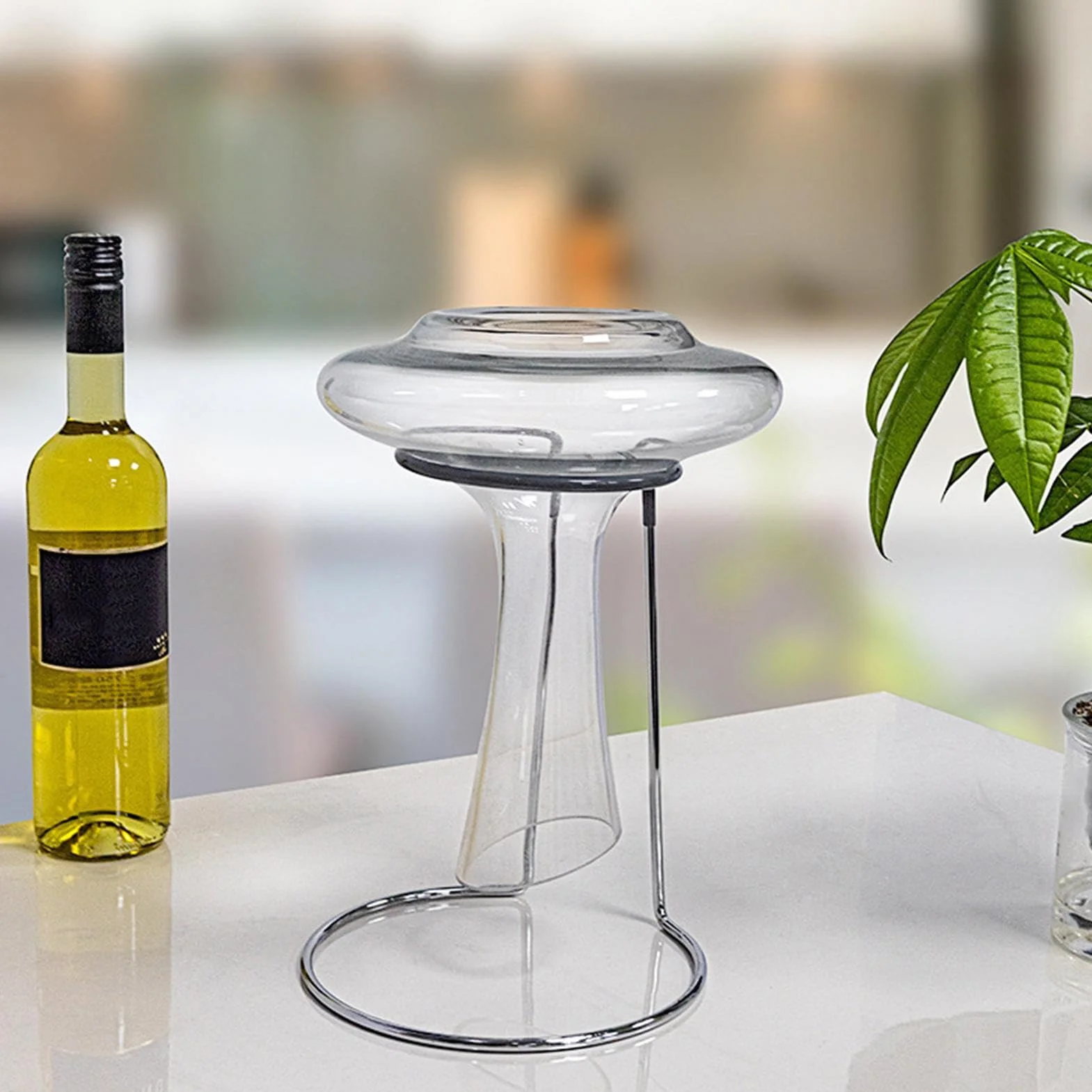 Soporte de secado para decantador de vino con tapa recubierta de goma