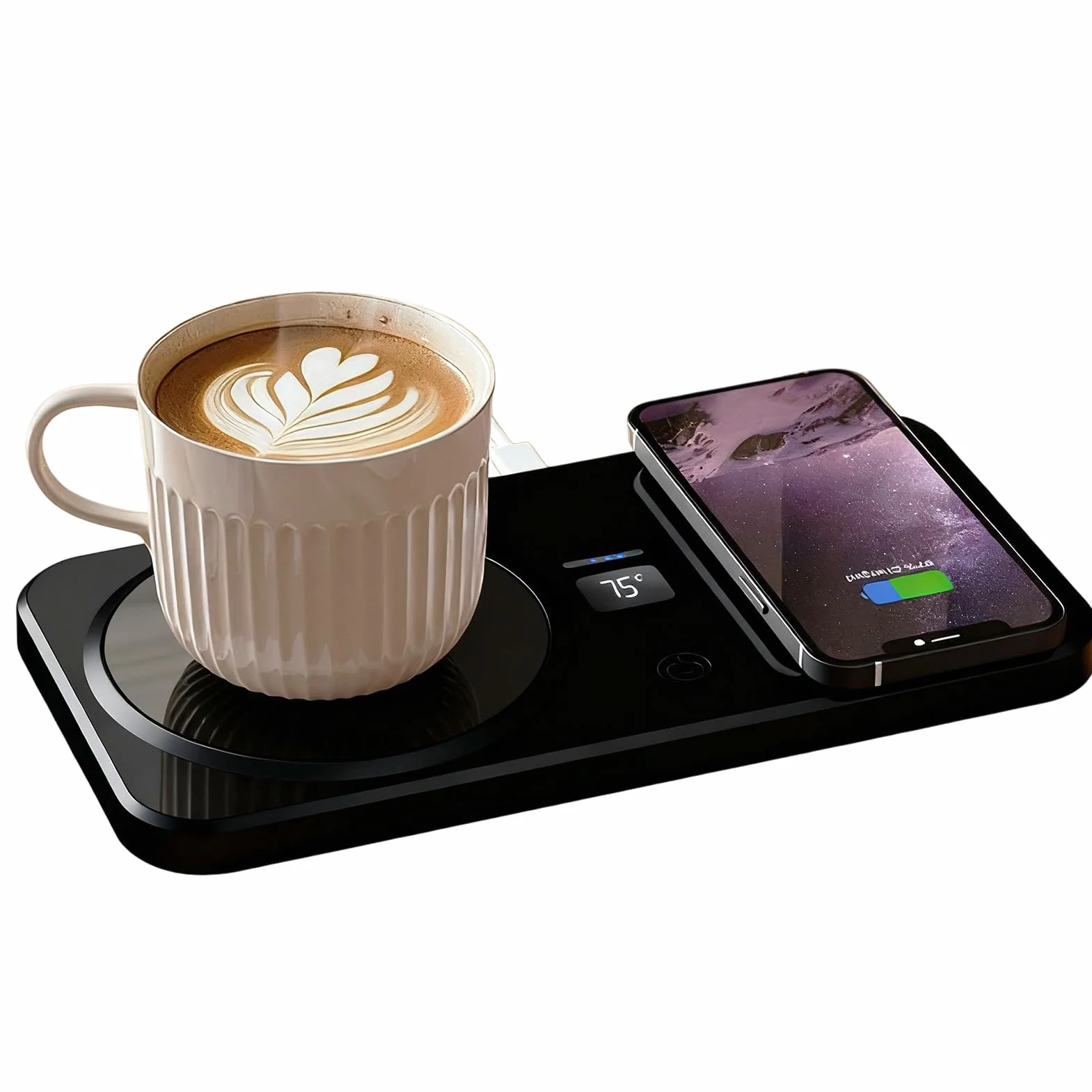 Calentador De Café para Escritorio | Base Calefactora Inalámbrica para Tazas | Calentador De Bebidas con 3 Ajustes De Temperatura para Cargar Reloj Y Teléfono | Regalo para Oficina Hogar