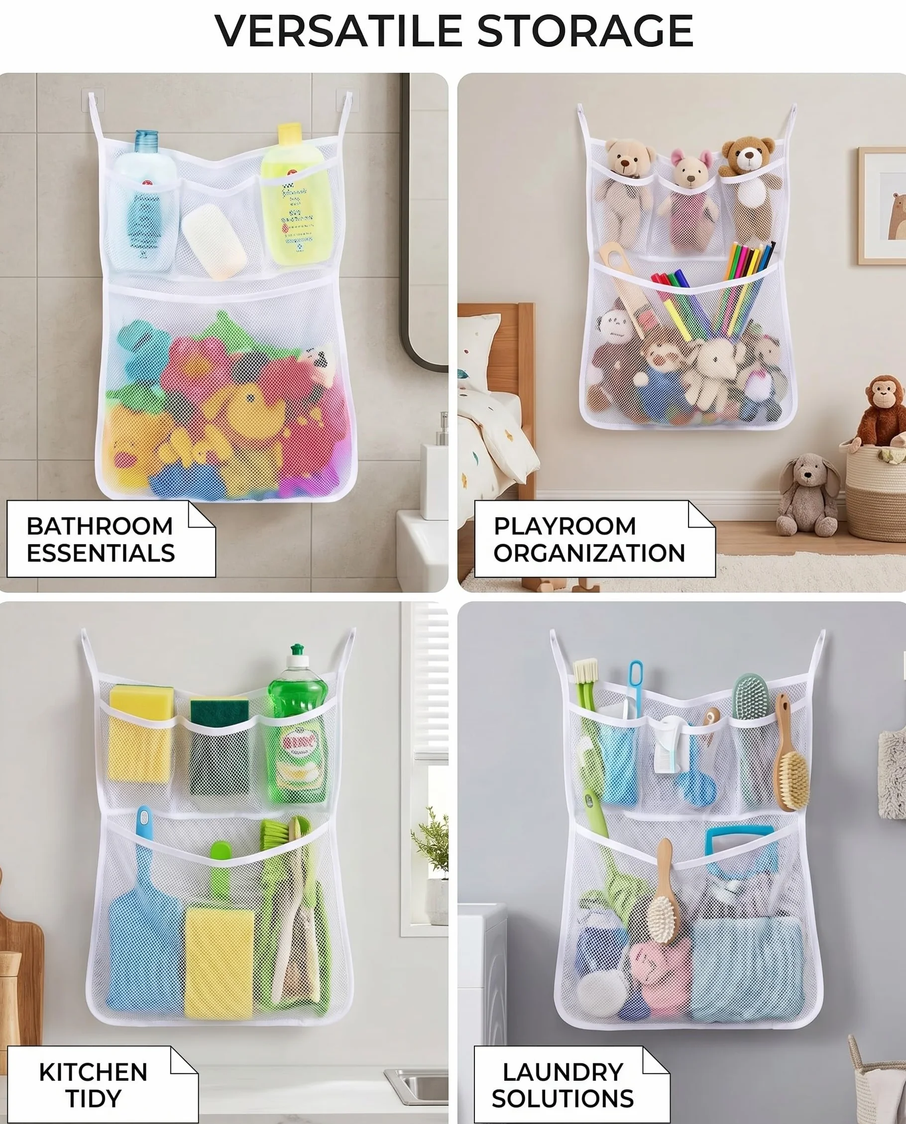 Bolsa Red Organizadora de Juguetes para Bañera 1 Pieza con 2 Ventosas Secado Rápido Antimoho
