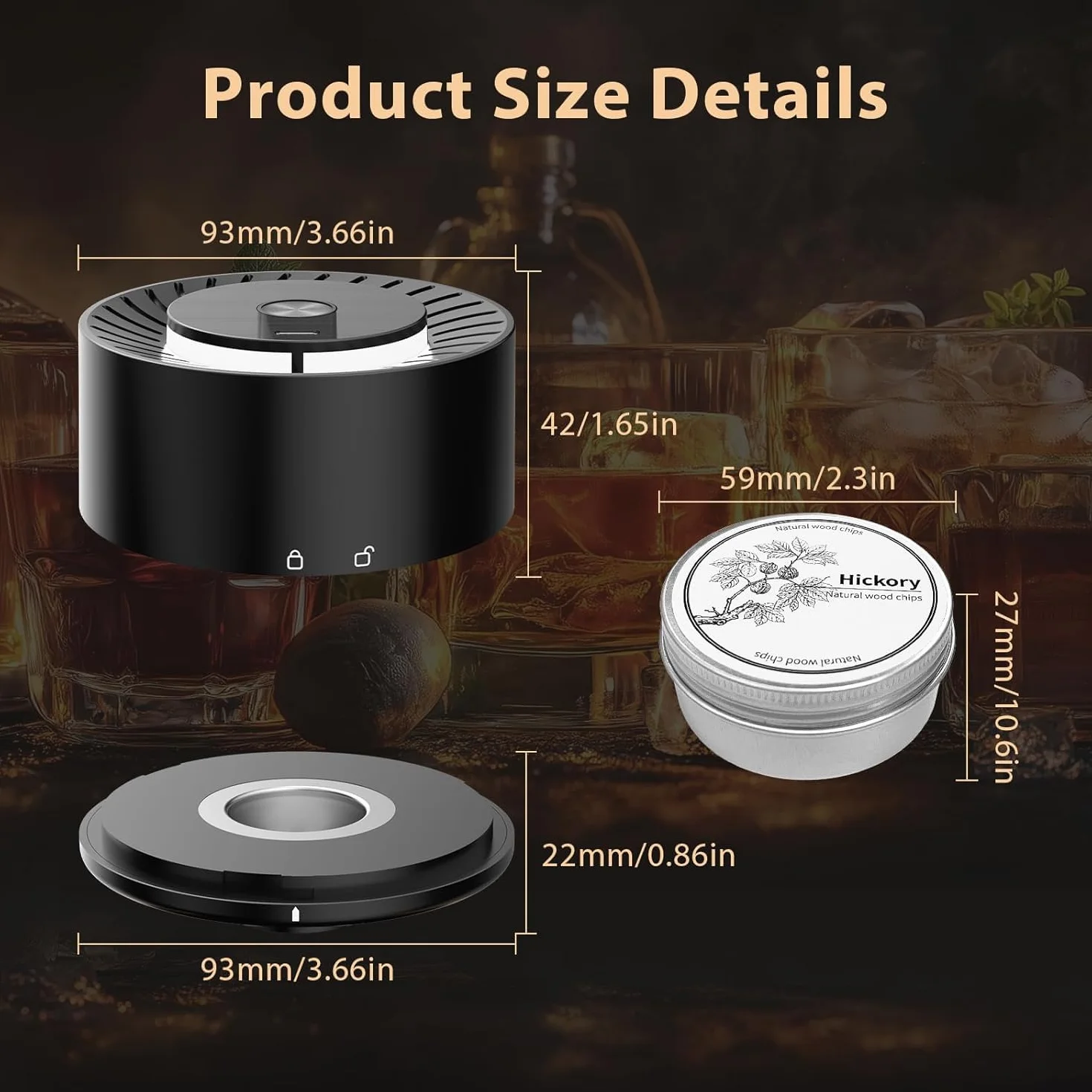 Kit Affumicatore Elettrico da Cocktail con 6 Schegge in Legno per Bevande