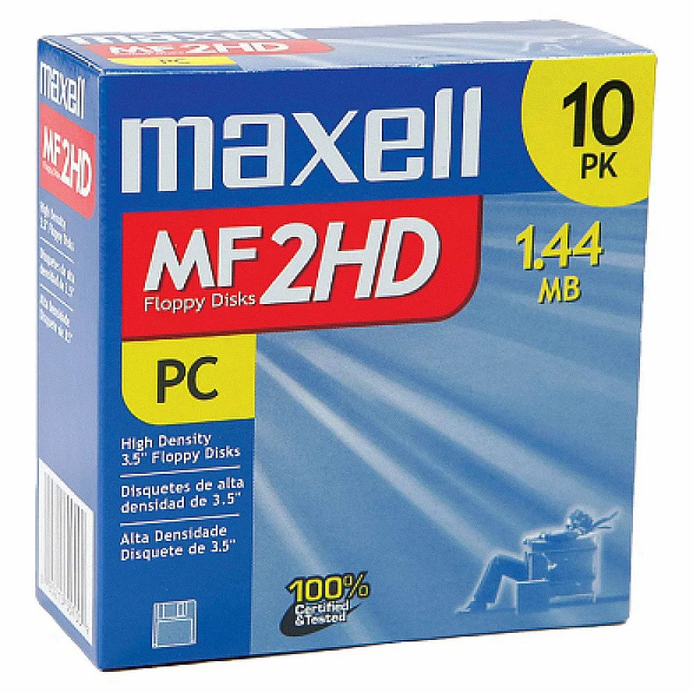 Maxell MF2HD 3.5 1.44MB Disquete de discos IBM preformateados de alta densidad (paquete de 10)