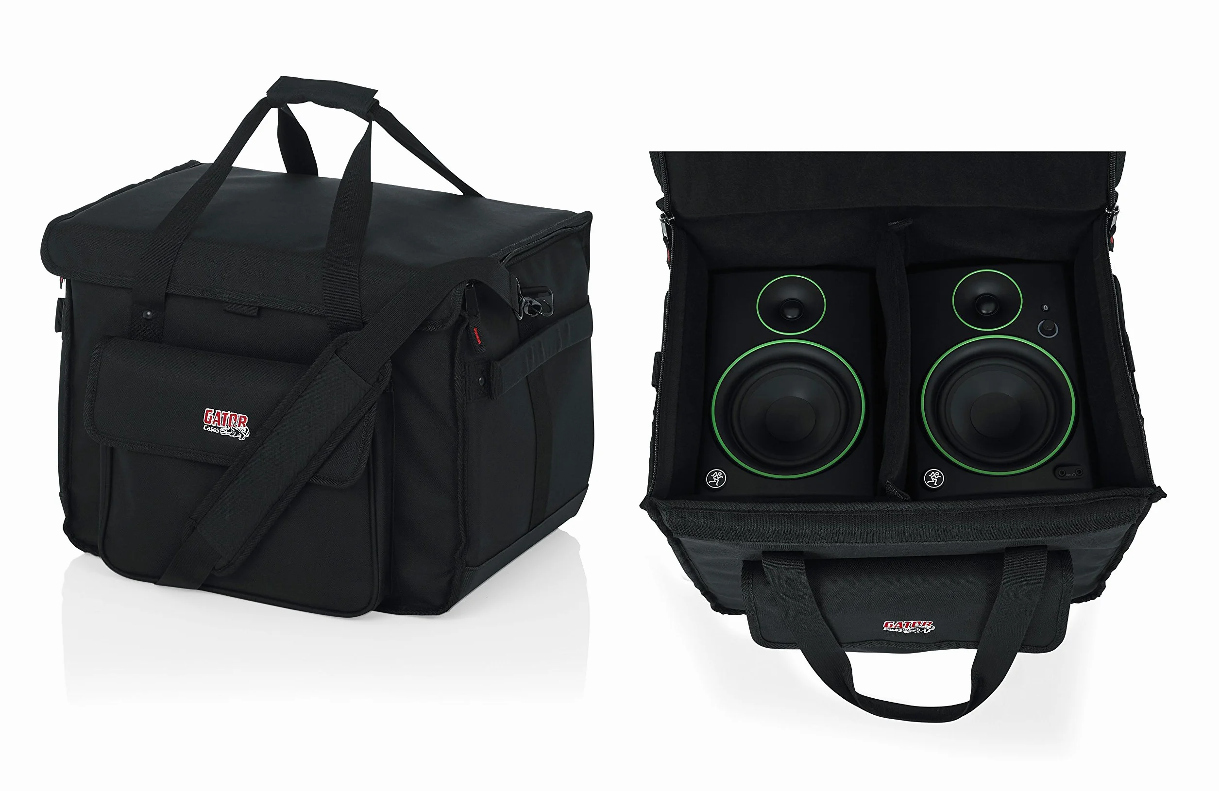 Gator Cases Studio Monitor Tote Bag Tiene capacidad para 2 monitores amplificados de hasta 5" de rango de controladores; se adapta a JBL, Mackie, KRK, y más (G-STUDIOMON1)