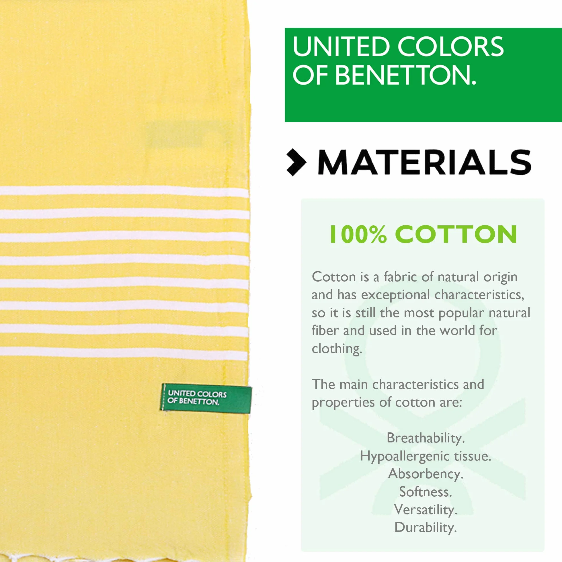 UNITED COLORS OF BENETTON Hamman 80x165cm 100% algodón amarillo