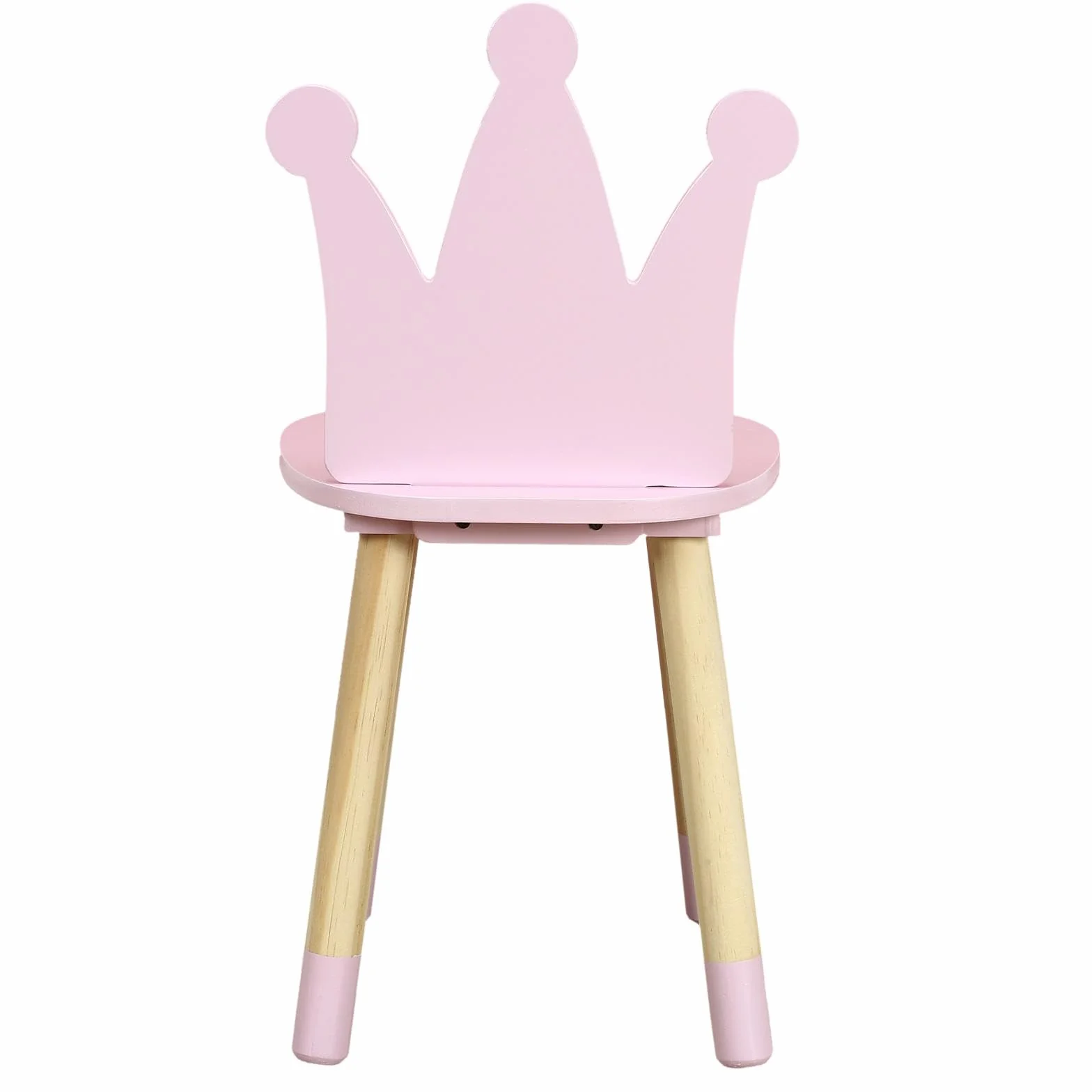 Silla Corona Rosa para Niños, Madera Natural, 54x28x27 cm, Rosa