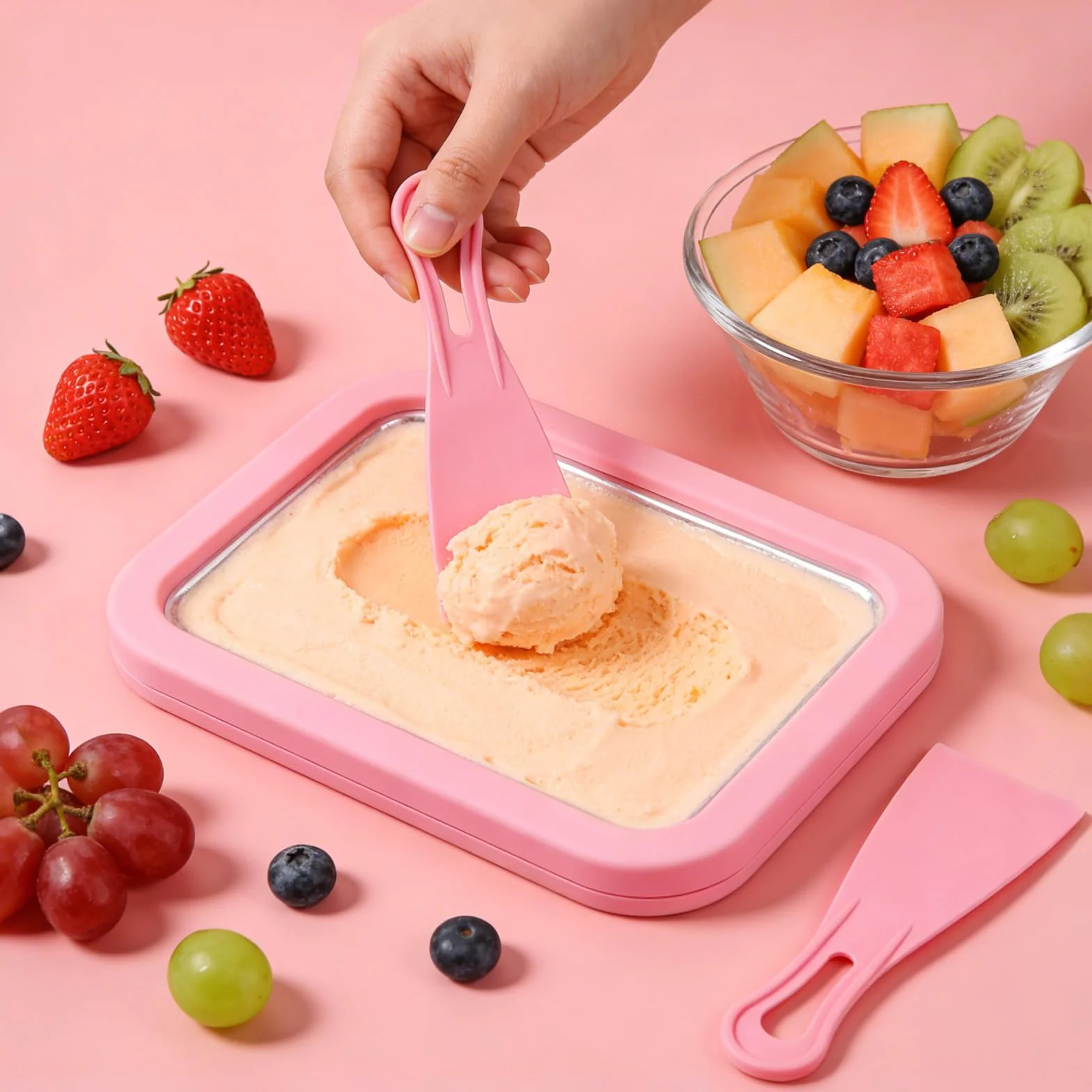 Máquina de hacer rollos de hielo de acero inoxidable con 2 espátulas