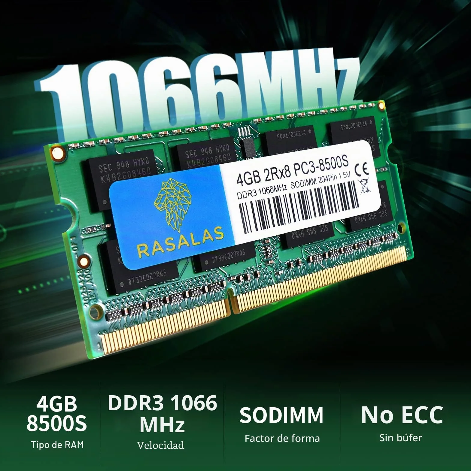 Rasalas 8GB Kit (2 x 4GB) PC3-8500S 1067MHz 1066MHz DDR3 8500 PC3-8500 SODIMM RAM Upgrade for Late 2008, Early/Mid/Late 2009, Mid 2010