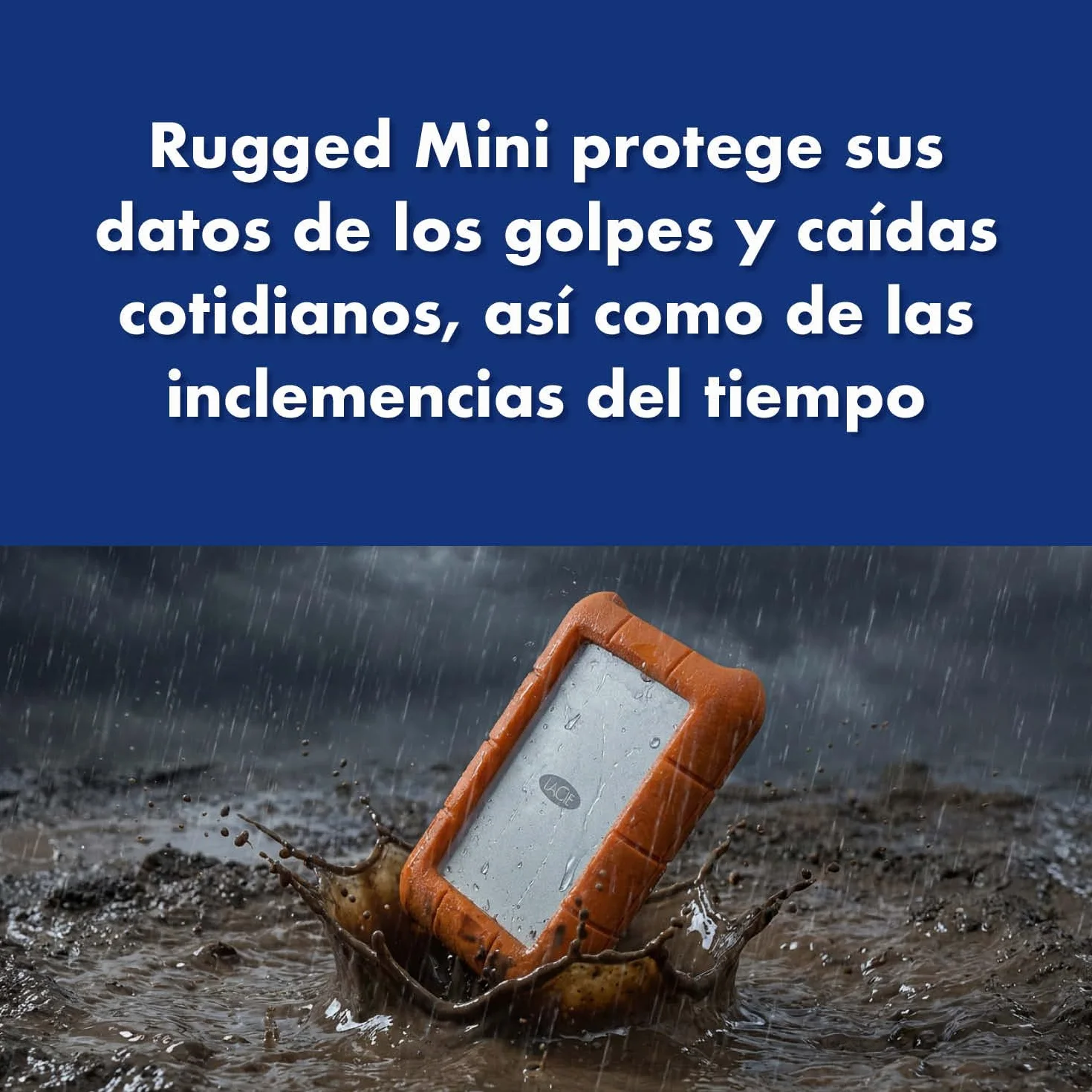 LaCie Rugged Mini 2TB, disco duro externo portátil, 2.5", para PC Mac iPad & iPhone, Data Rescue Services (LAC9000298)