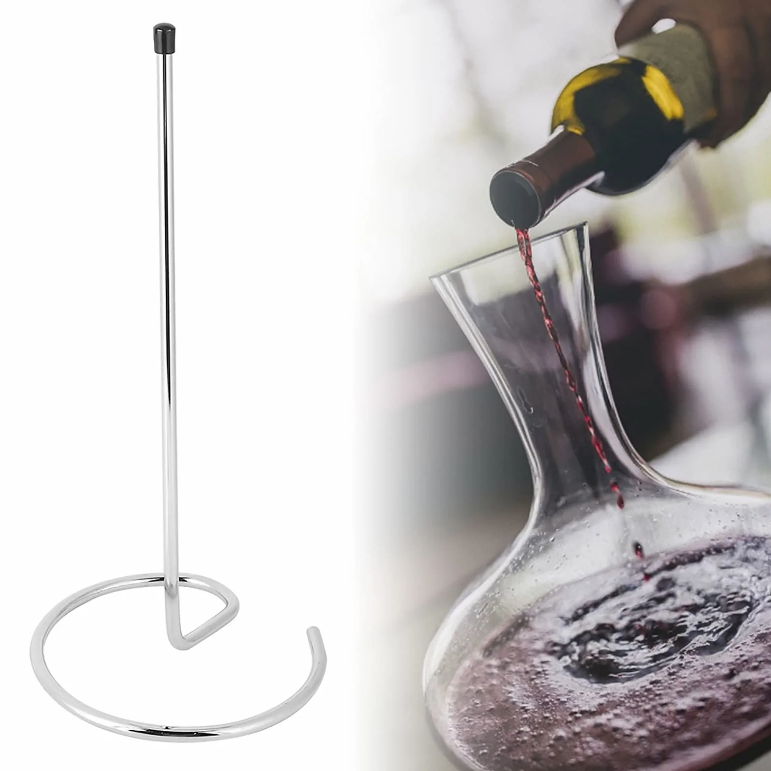 Soporte de secado de decantador de vino de acero inoxidable con cabeza de silicona