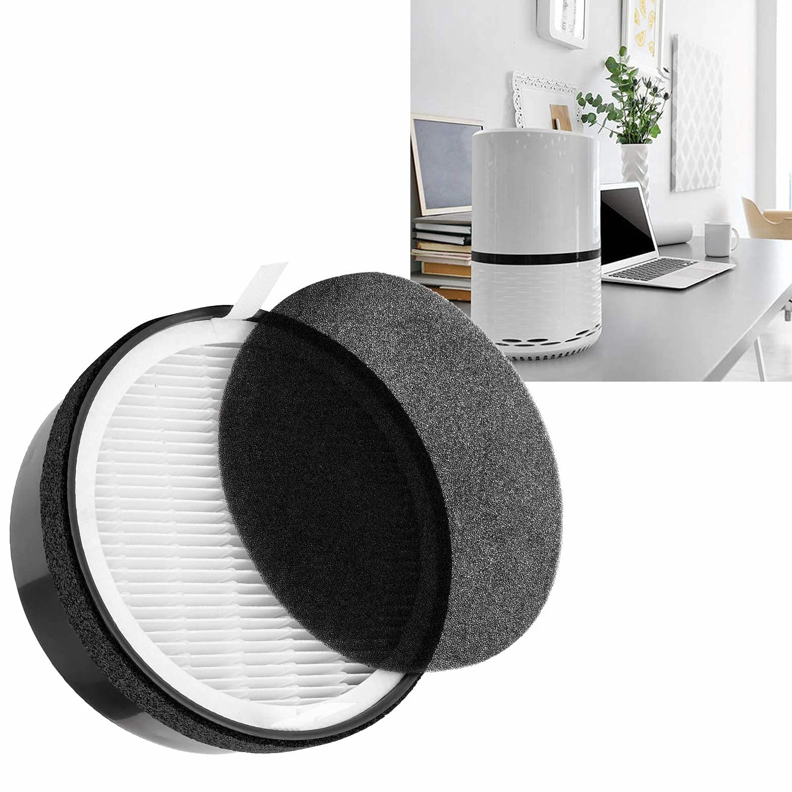 Filtro de repuesto HEPA H13 3 en 1 compatible con Levoit H132 H132-RF, negro