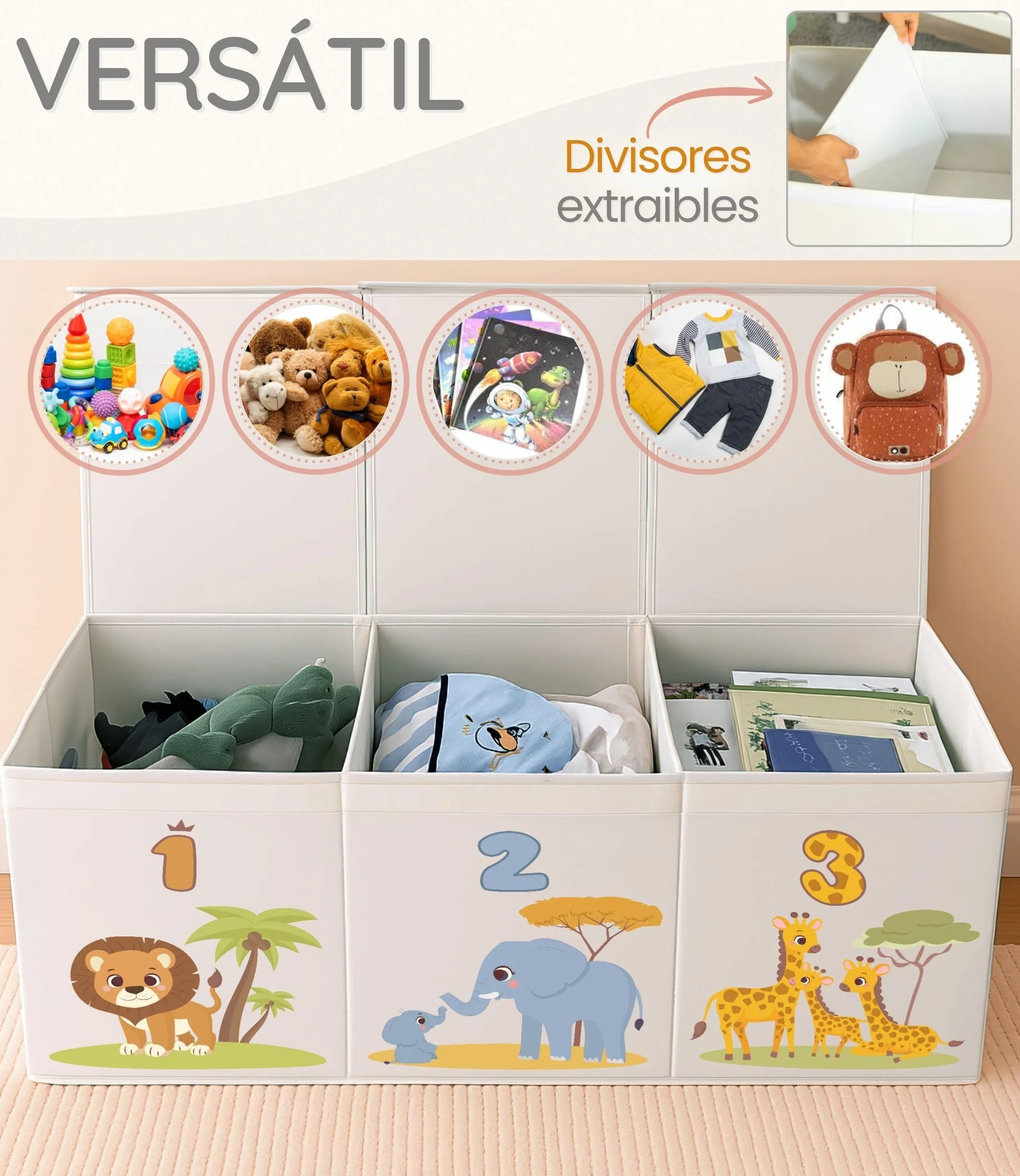 Baúl Juguetes Infantil Grande XL - Cesta Almacenaje Plegable Tela Oxford - Juguetero Organizador con Tapa