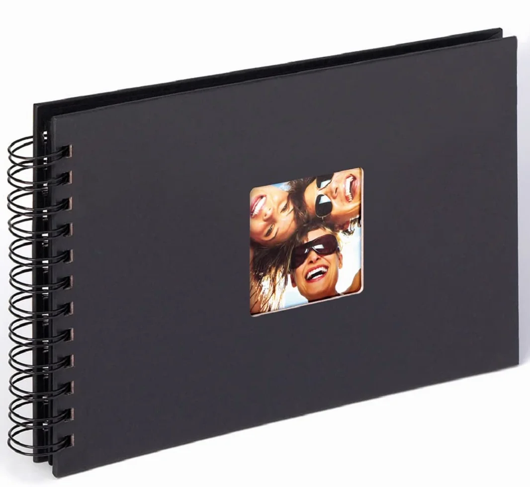 walther design Álbum de Fotos Negro 23 x 17 cm álbum en Espiral con Recorte de Portada, Fun SA-109-B