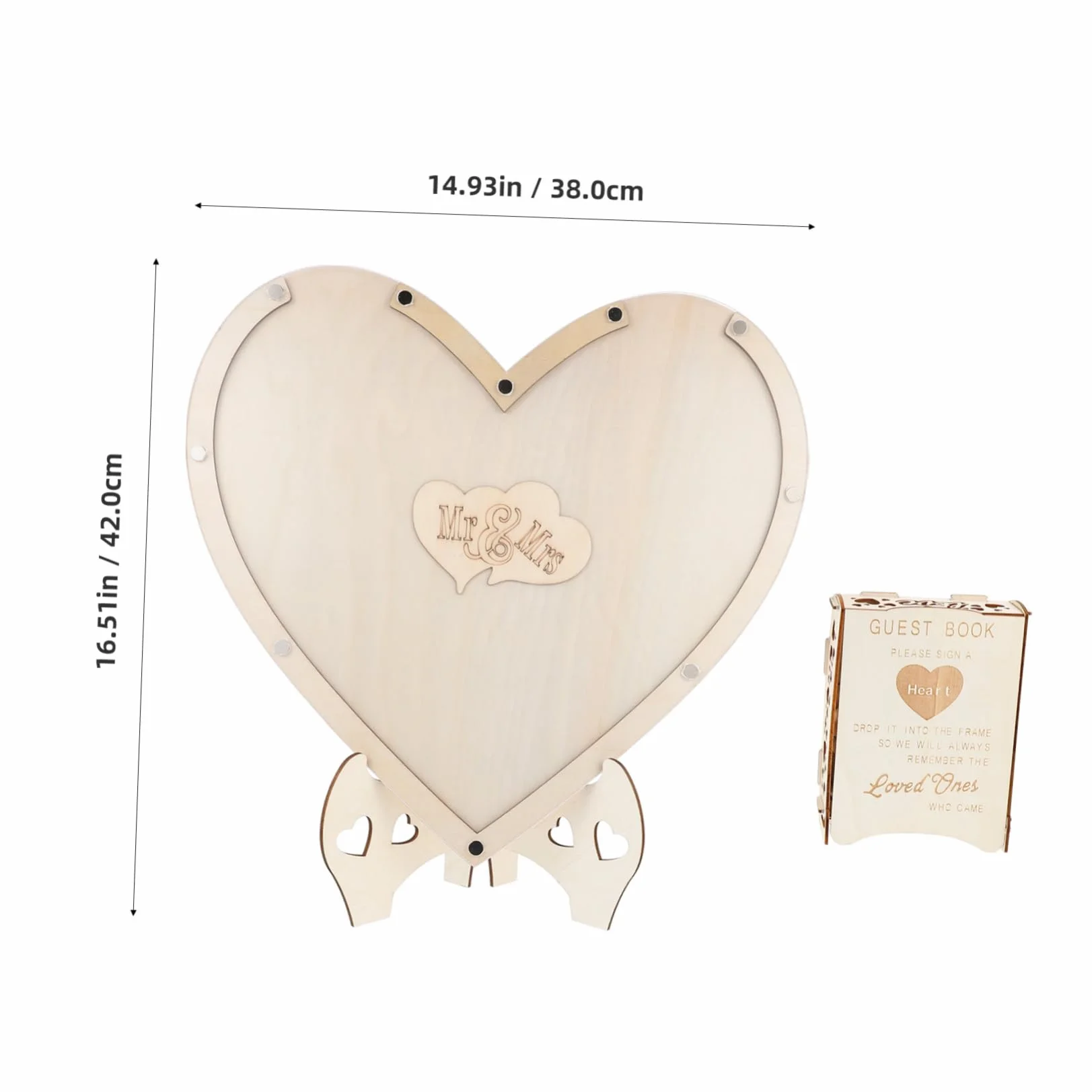 COLLBATH Letrero de Libro de Visitas de Boda Decoración en Forma de Corazón Personalizado para Baby Shower