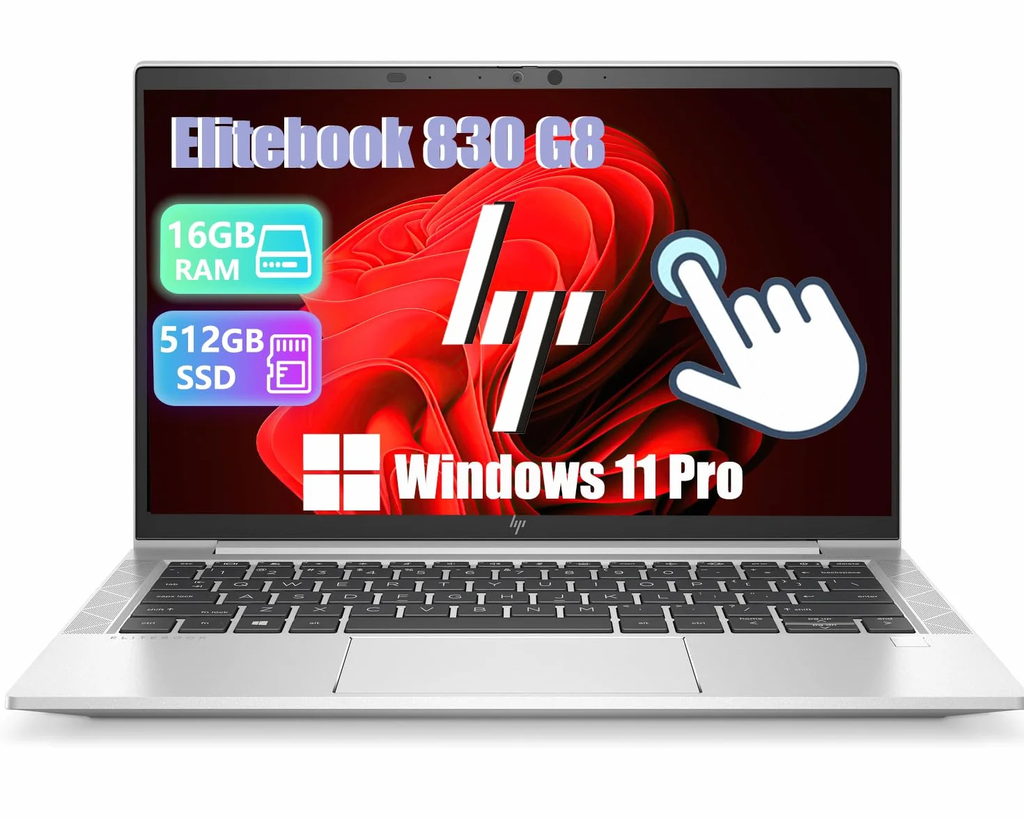HP Elitebook 830 G8 - Ordenador portátil con pantalla táctil de 13,3 pulgadas FHD (1920 x 1080), Intel Core i7-1185G7, 16 GB RAM, 512 GB SSD, teclado QWERTY, Windows 11 Pro (reacondicionado)