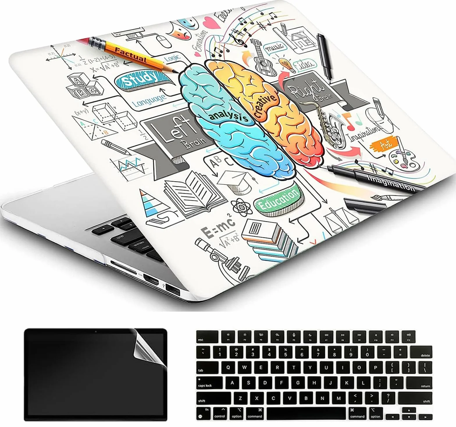 Funda Compatible con MacBook Air 13 Pulgadas 2020 2021 2022 M1 A2337/A2179,Carcasa Rígida Protector de Plástico Cubierta & EU Teclado Cubierta & Pantalla Protecto,Cerebro Izquierdo y Derecho 1