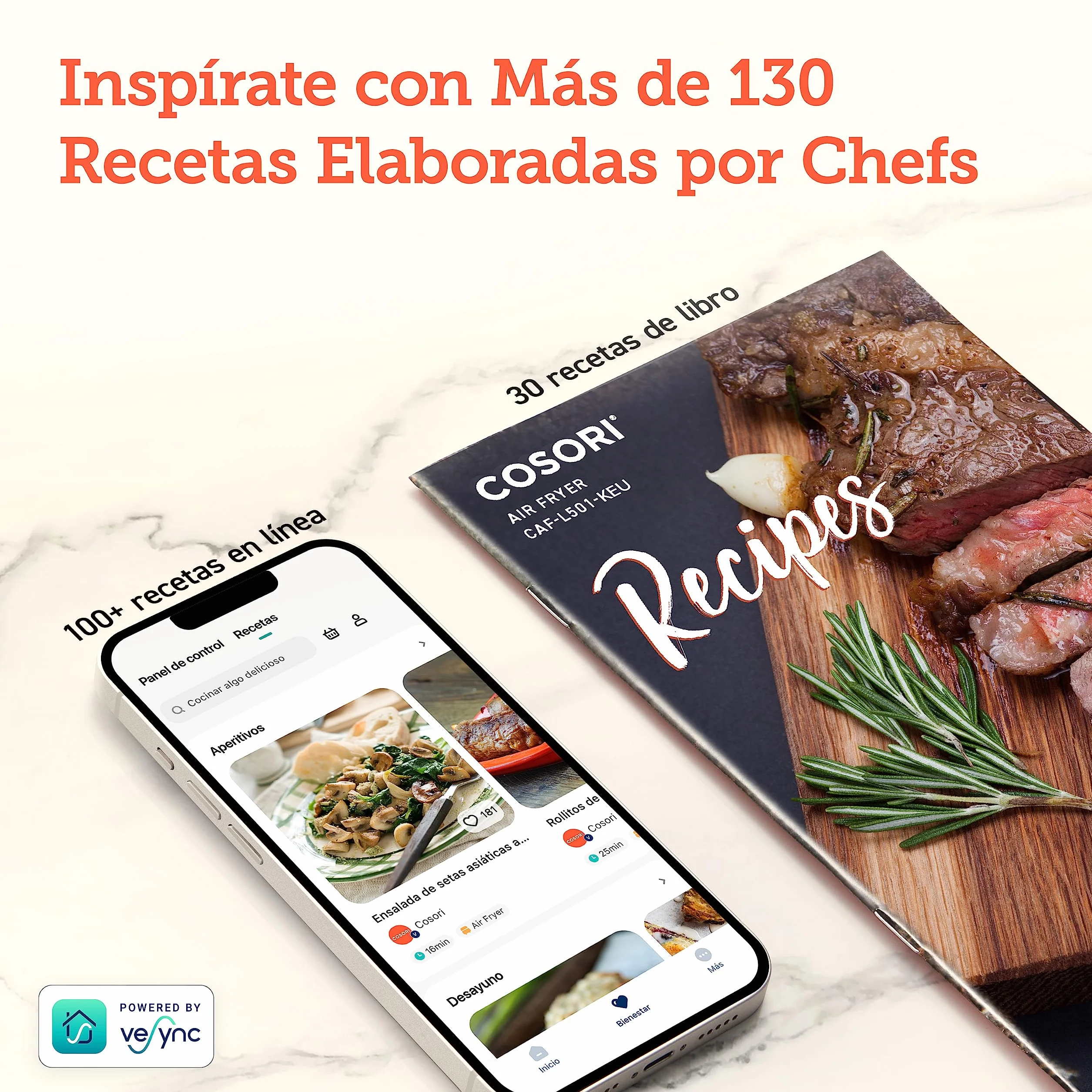 Cosori Freidora de Aire 4,7L 230°C Air Fryer 9 Programas Panel Táctil Gris L501