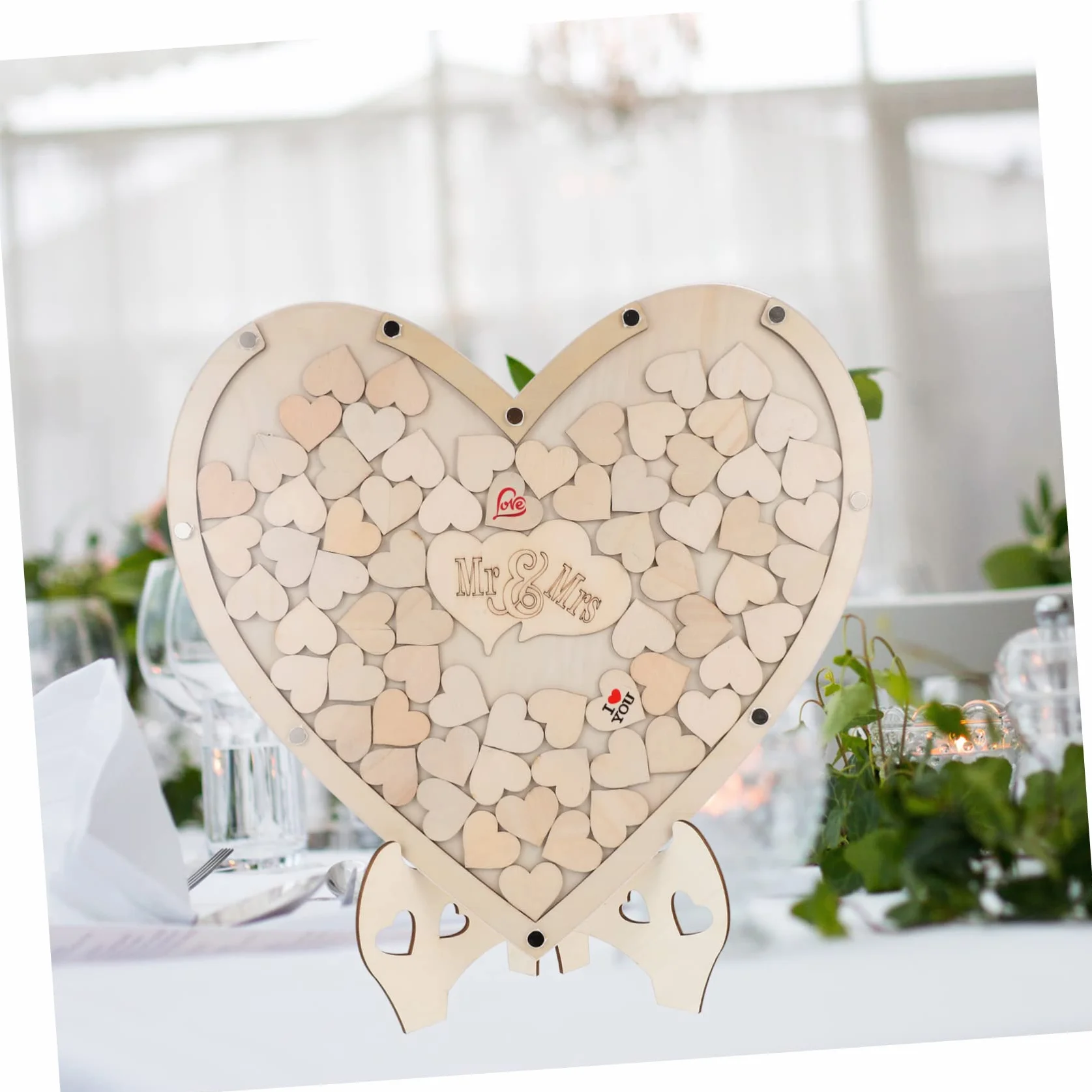 COLLBATH Letrero de Libro de Visitas de Boda Decoración en Forma de Corazón Personalizado para Baby Shower