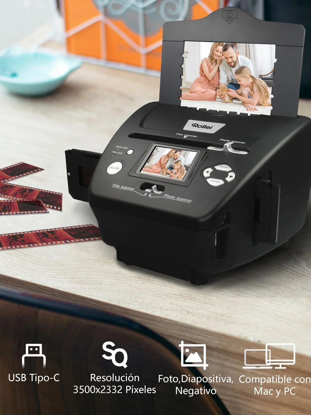 Rollei PDF S 240 SE Escáner Fotos, Convertidor de Diapositivas y Negativos Fotográficos 35mm 135 Fotos (3R/4R/5R)/Tarjeta de Visita a Digital de Ordenador, Escaner-Negativo-Diapositiva-Foto-Scanner
