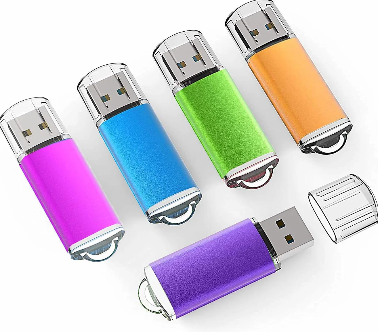 Memoria USB de 32 GB, 5 unidades USB 3.0 K&ZZ, memoria de 32 GB, memoria USB, unidad de memoria flash U, para almacenamiento de datos plegable con indicador LED (azul/morado, rosa, verde/naranja)