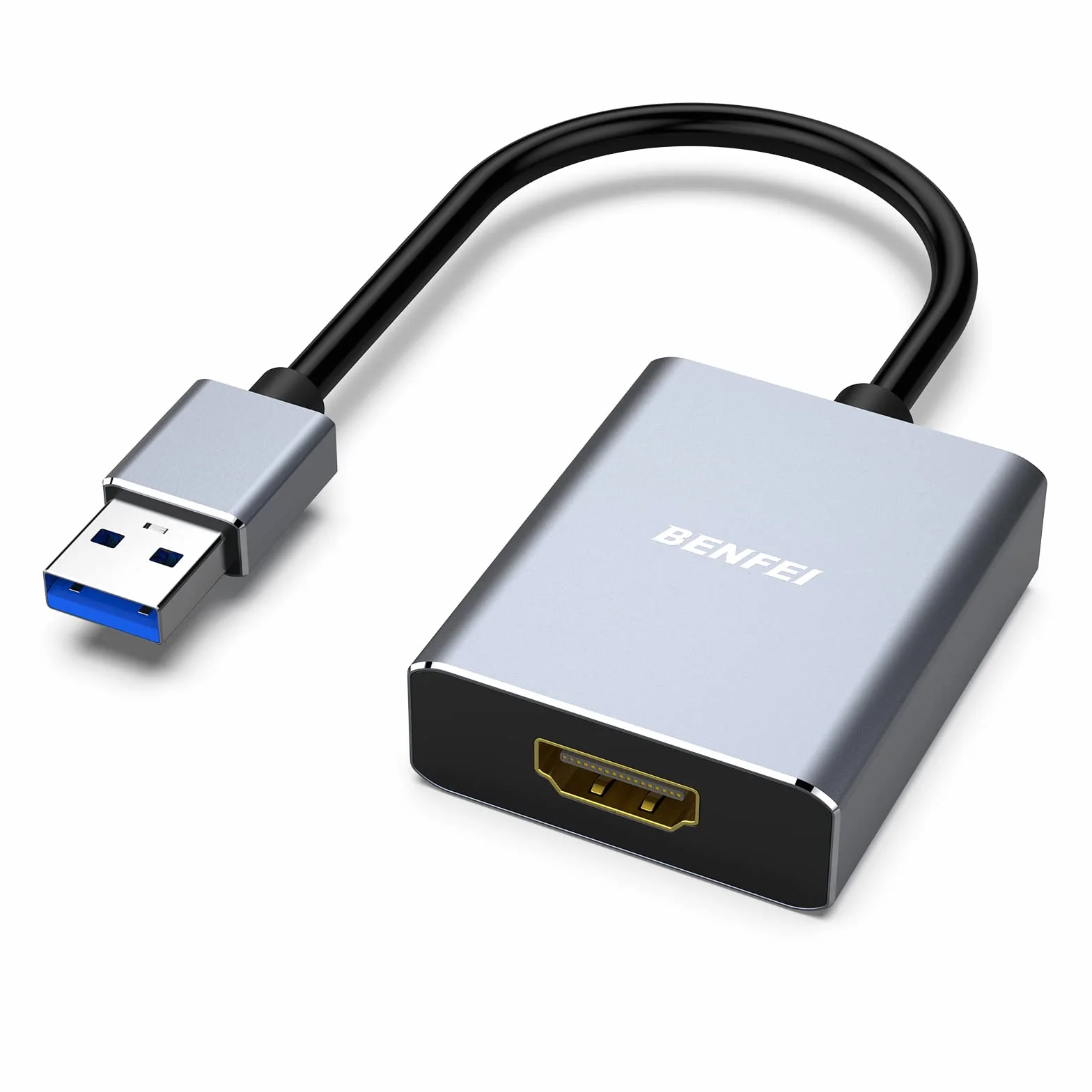 BENFEI Adaptador USB 3.0 a HDMI, Adaptador USB 3.0 a HDMI Macho a Hembra para Windows 11, Windows 10, Windows 8.1, Windows 8, Windows 7 (no para Mac)