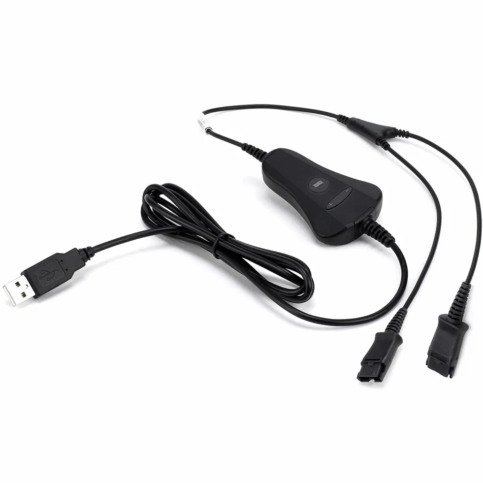 VT PLT-QD - Cable de entrenamiento USB y adaptador divisor en Y, cable de desconexión rápida con control de silencio y volumen para auriculares Plantronic-QD y computadora