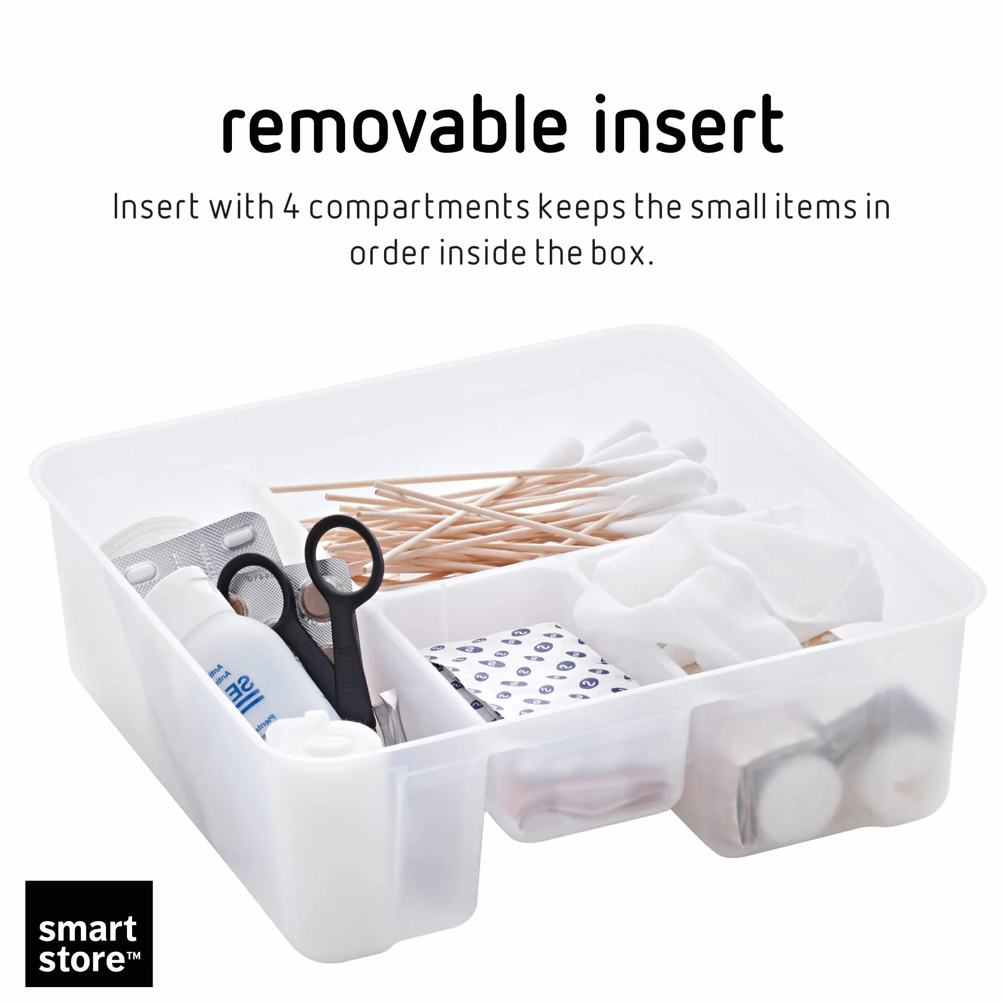 SmartStore Caja de Primeros Auxilios 8L con Inserto y Cierre Clip 28x28x17cm