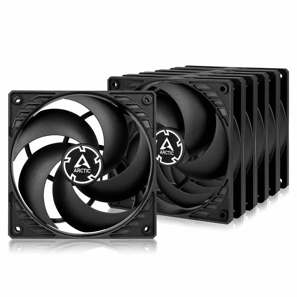 ARCTIC P12 (5 Piezas) - Ventilador PC 120mm, Fan 120mm, Ventilador de Caja, Optimizado para Presión, 1800 RPM - Negro