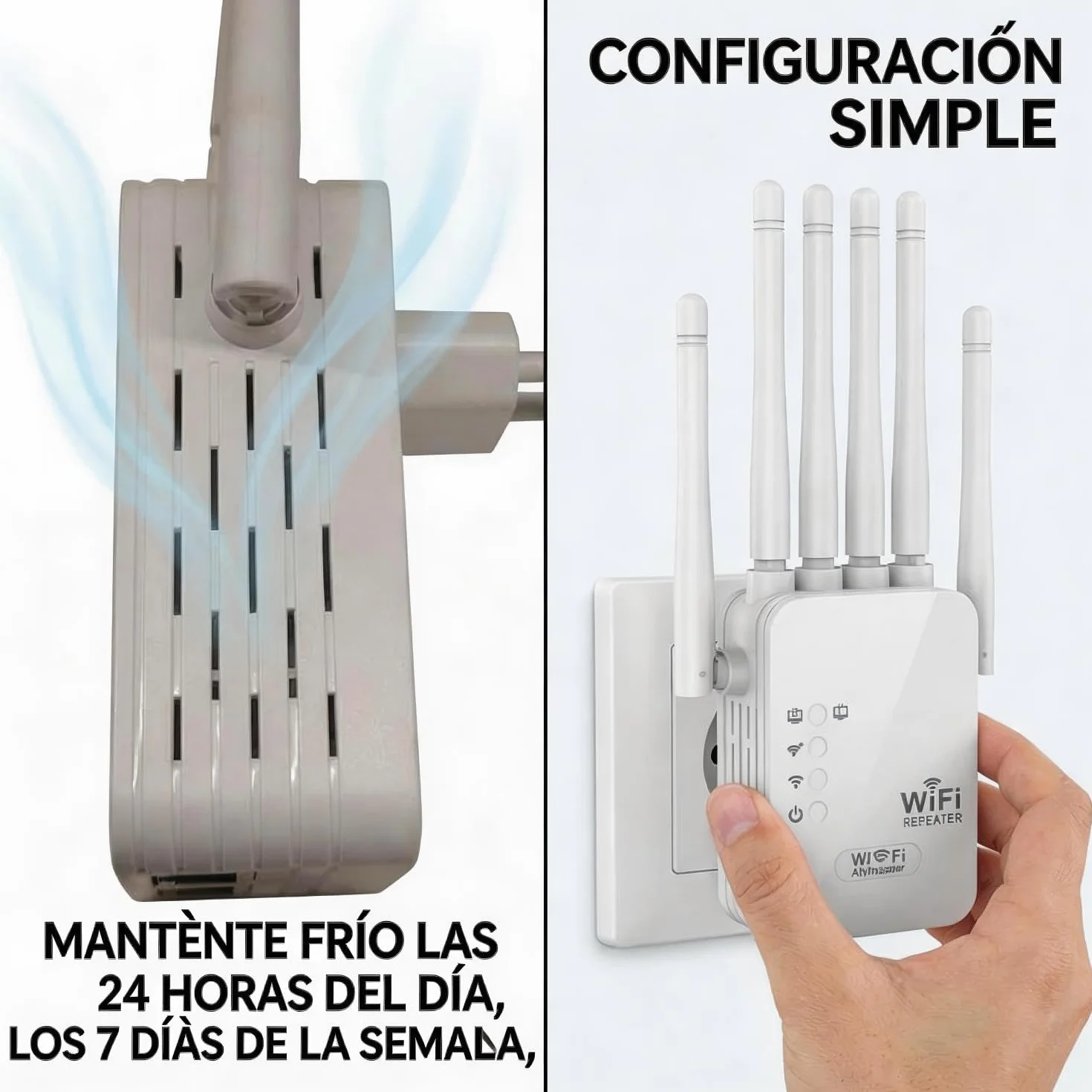 Repetidores WiFi,Amplificadores de señal WiFi,potentes amplificadores WiFi,Extensores WiFi,con 6 Antenas,2 Puertos LAN,Cobertura de hasta 10000 m²,Adecuado para oficinas y hogares,fácil de Instala