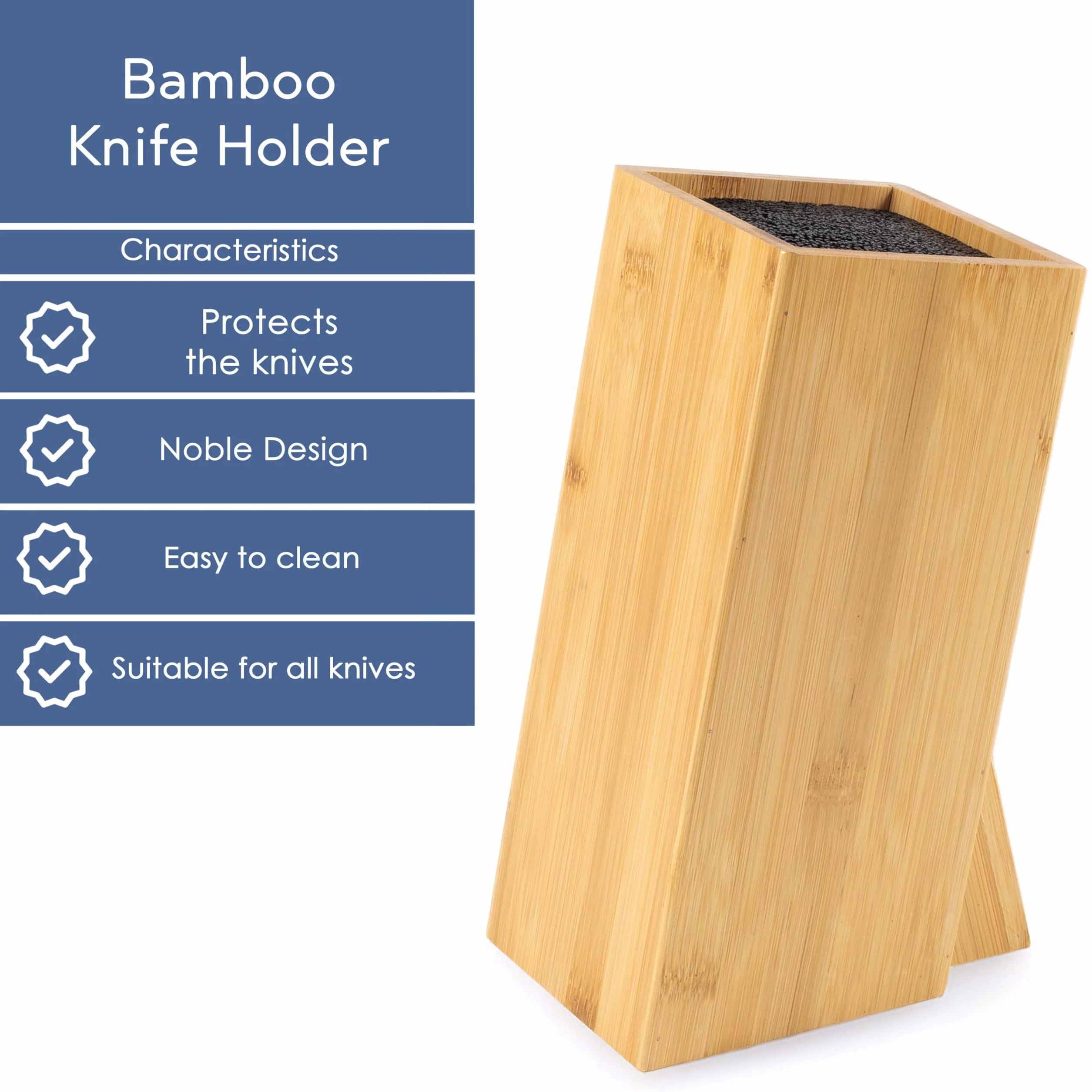 Hanseküche Bloque de cuchillos de bambú marrón - Soporte cuadrado con tabla de cortar