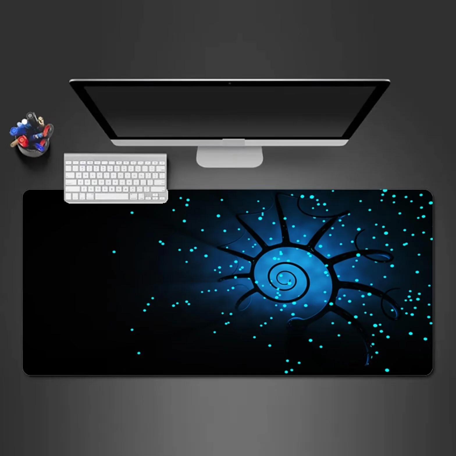 Alfombrilla Raton Gaming XXL 1200x600x2cm Alfombrilla de Ratón Grande Alfombrilla Gaming de Escritorio con Base Antideslizante para Gamers PC y Portátil (Azul Abstracto)