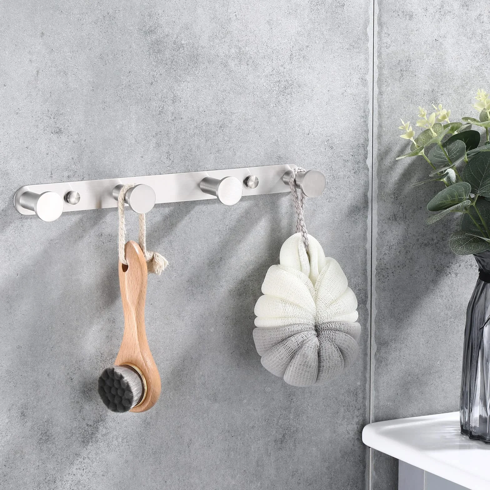 Ganchos Toalla Acero Inoxidable 304 Perchero Pared 4 Ganchos Baño Cocina