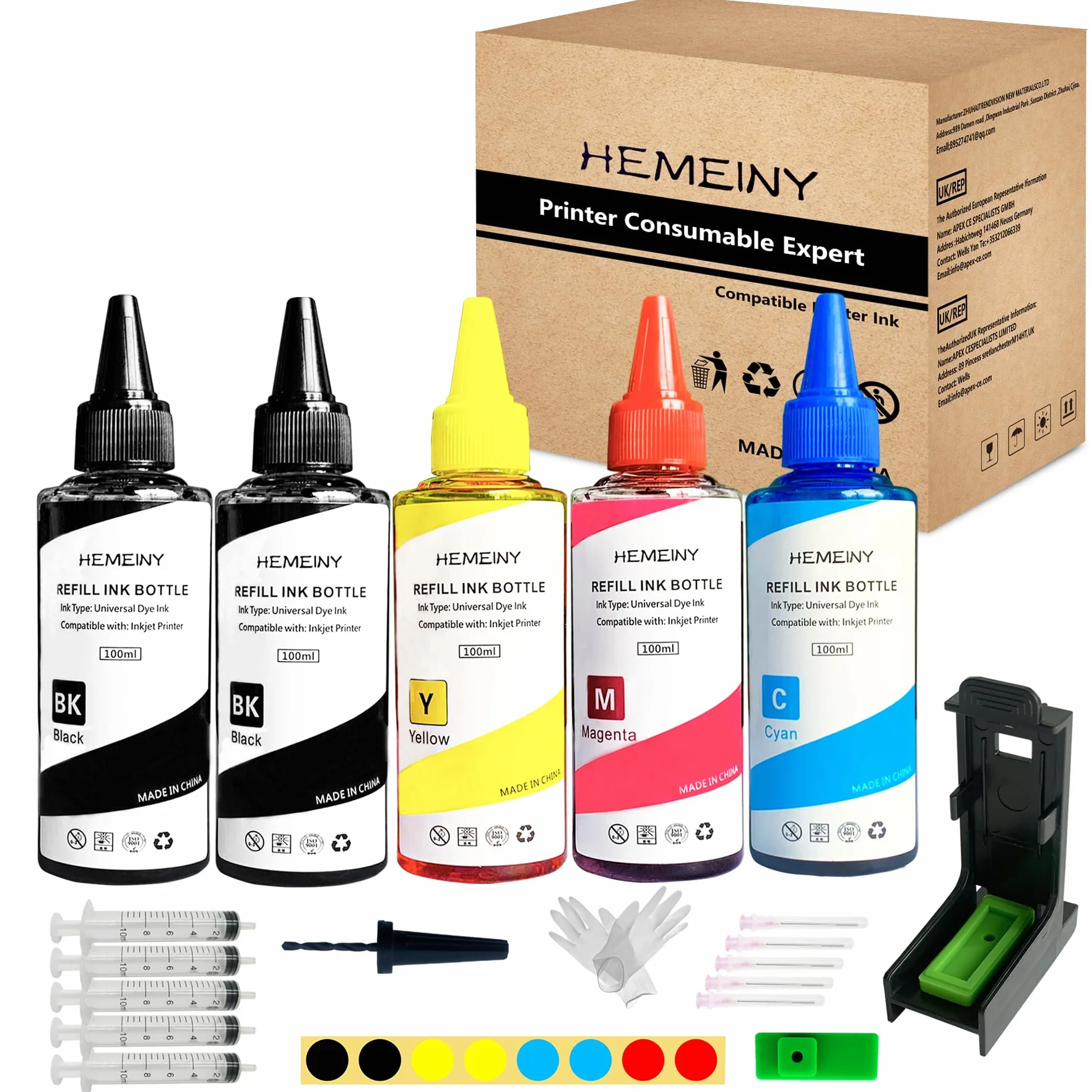 Kits de recarga de tinta de 500 ml compatibles con cartuchos de tinta 308 y 308e, funciona con impresoras Envy 6122e, 6532e, 6520e, 6132e, 6530e, 6120e, 6110e, 6558e, 6110e, 6130e