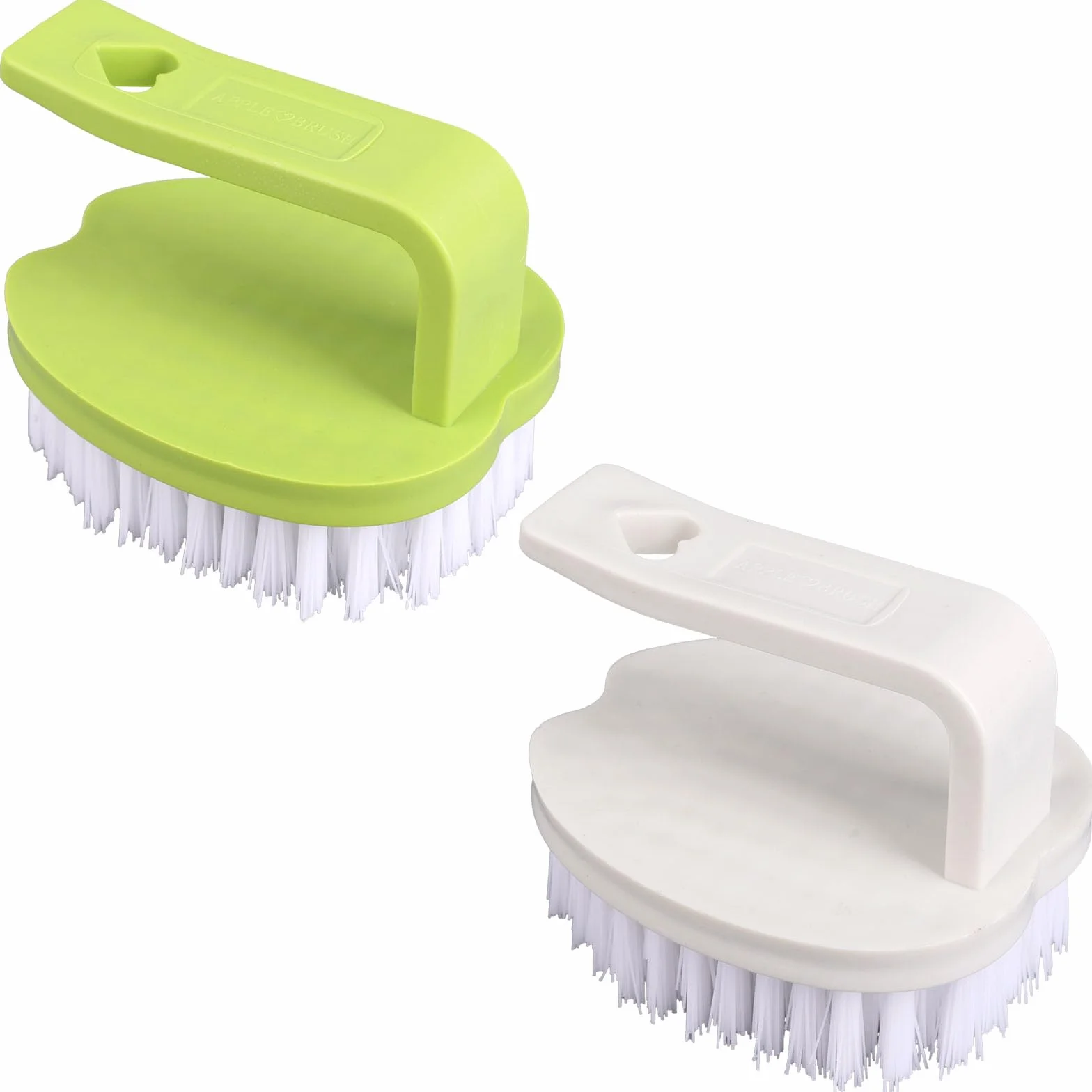 2uds Cepillo Verduras, 8x7x6,5cm Cepillo Limpiar Frutas y Verduras de Material de PP con Cerdas Rígidas y Mango para Frutas Patatas Zanahorias Alimentos(Blanco & Verde)