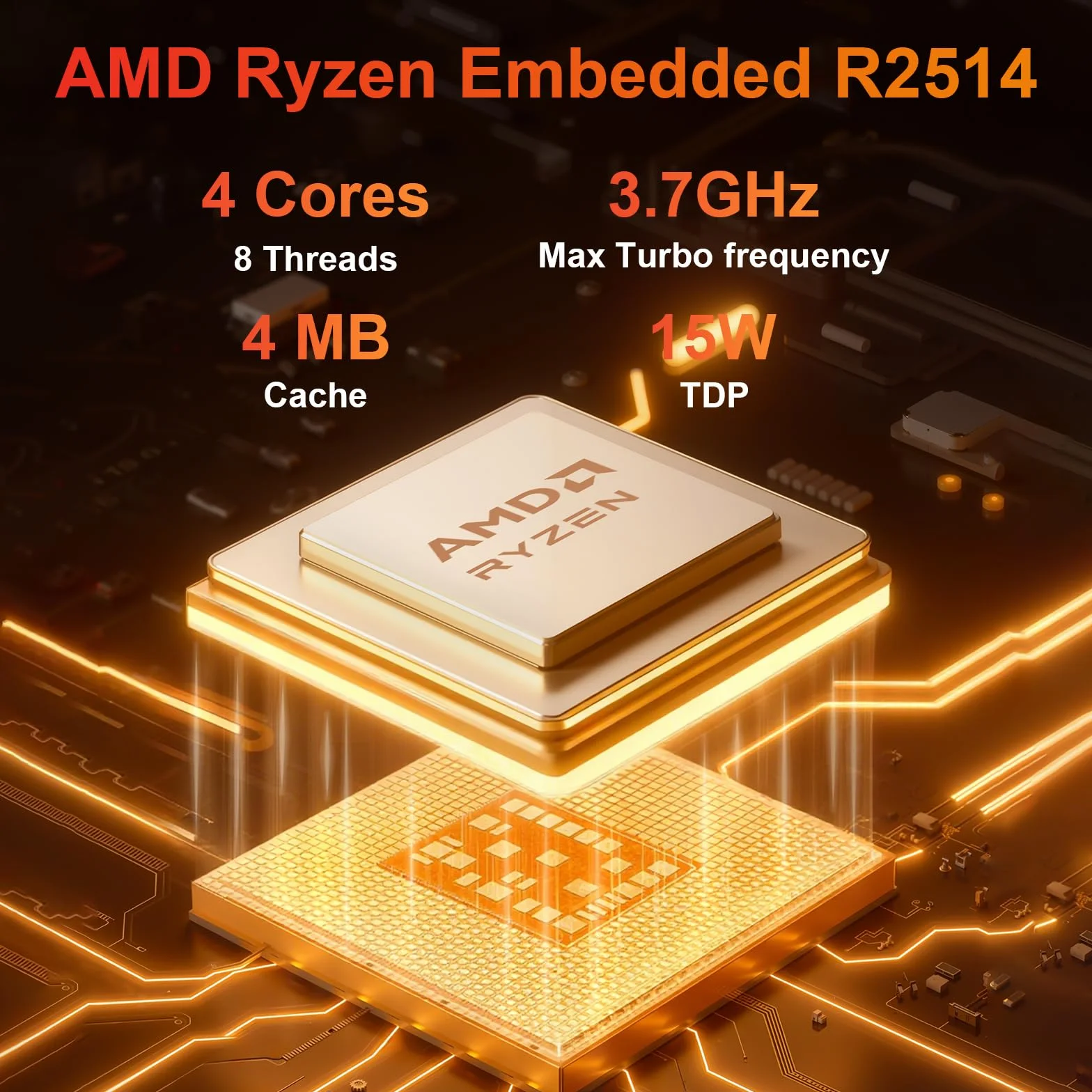 AWOW Mini PC AMD Ryzen Embedded R2514 (4 núcleos, hasta 3,7 GHz), 16 GB DDR4, 512 GB SSD PCIe 3.0, Gráficos Radeon, Pantalla 4K, LAN 1000 Mbps, WiFi 5