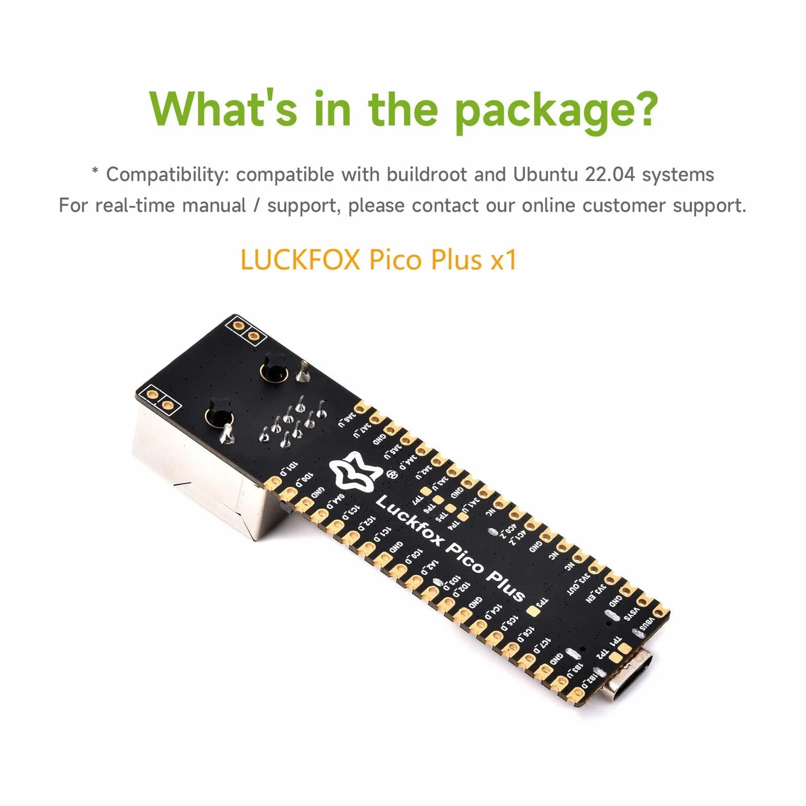 LUCKFOX-Pico-Plus with Ethernet Port -RV1103 Linux Micro Development Board,with Arm Cortex-A7/RISC-V MCU/NPU/ISP,16Bit DRAM DDR2,Support GPIO,UART,SPI,I2C,USB,with Camera Interface&Micro TF Card Slot