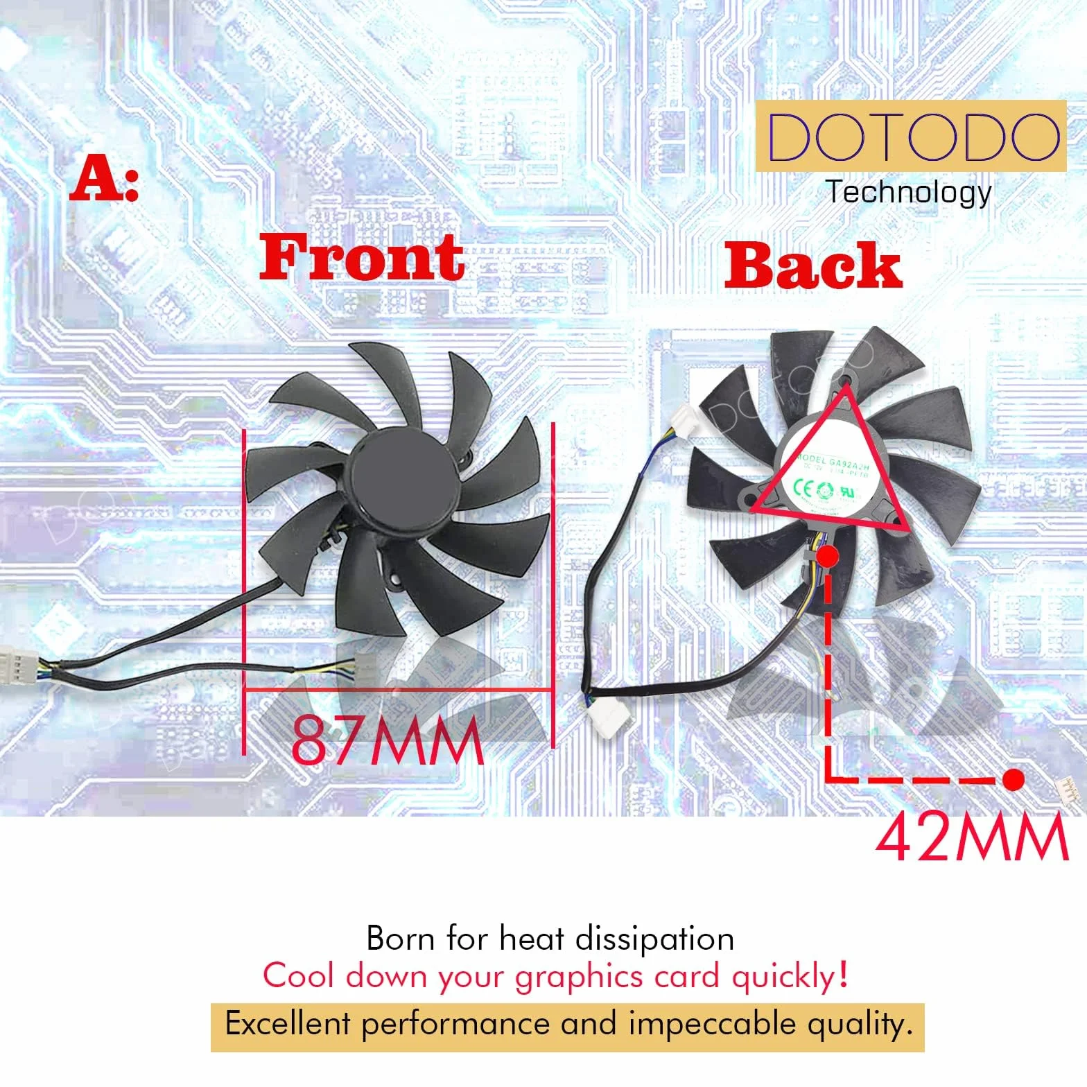 Ventilador GA92A2H 87mm 0.35A para tarjeta gráfica Zotac GeForce GTX 1660/1660 Ti/RTX 2060/2070 SUPER Mini (ventilador de tarjeta gráfica A)