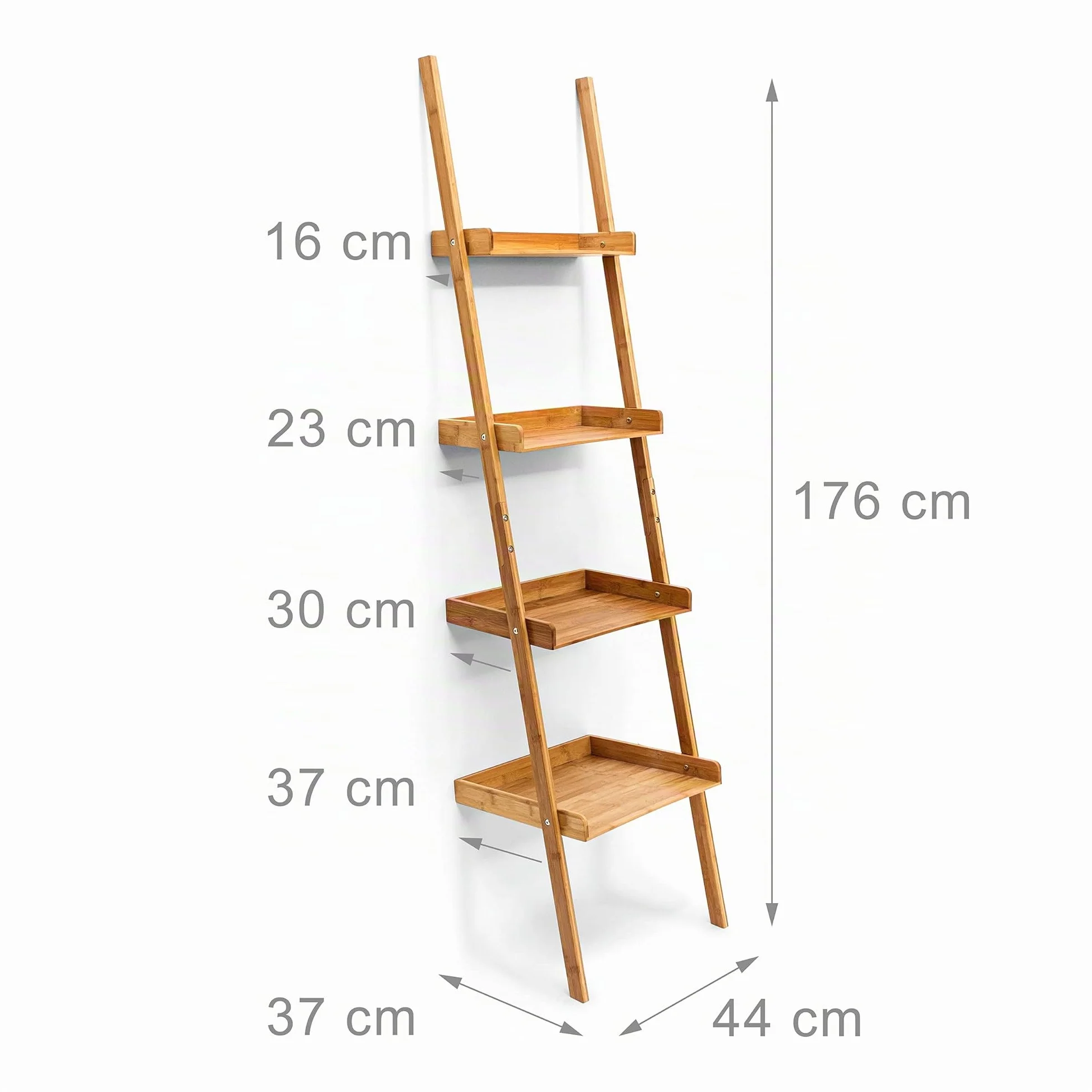 Relaxdays Escalera Estantería Bambú 4 Baldas 176x44x37 cm Marrón Natural