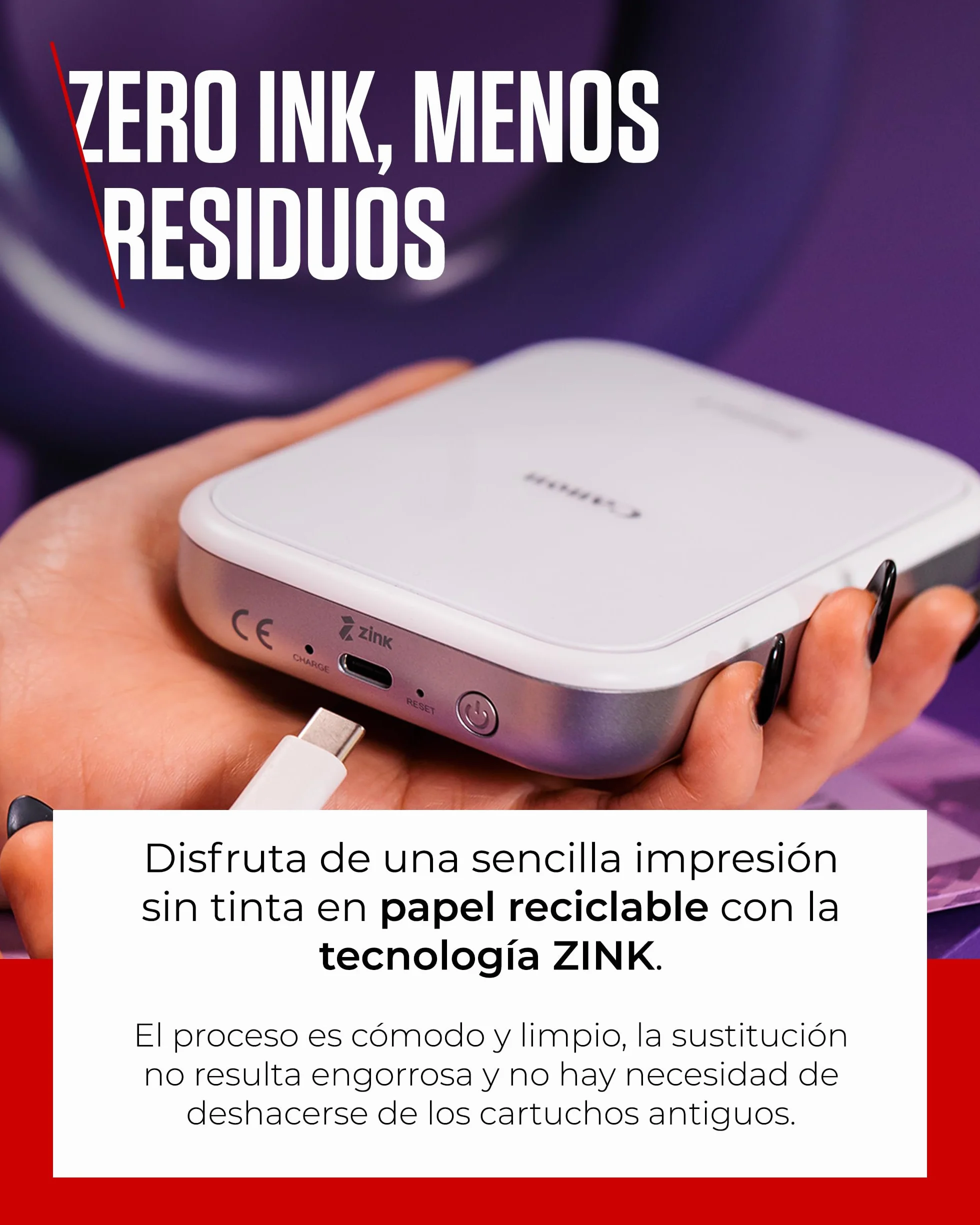 Canon Zoemini 2 Kit de Impresión – Impresora Fotográfica Portátil y Compacta – Bluetooth 5.0 – Carga Rápida USB C Ideal para Viajes (Blanco)