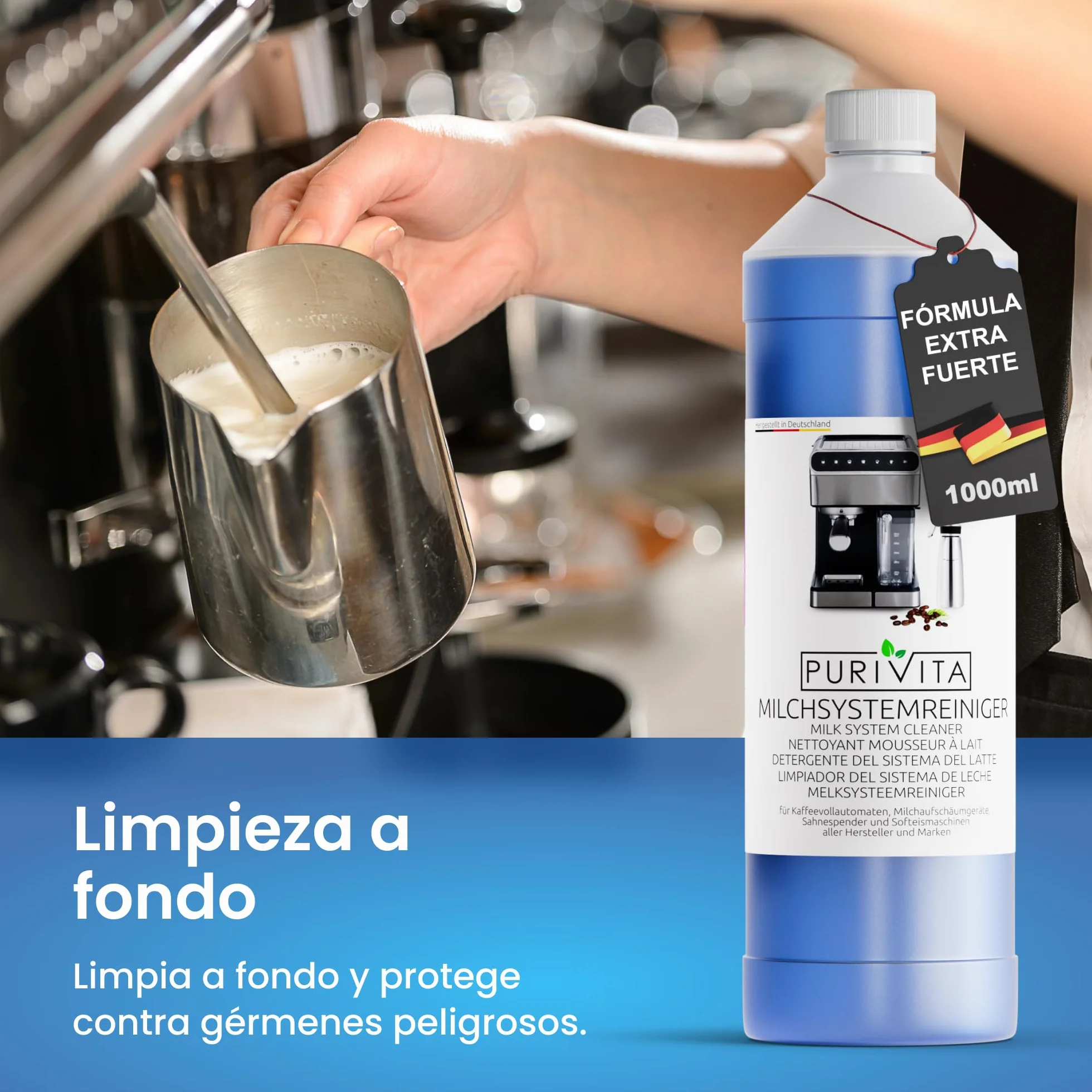 PURIVITA Limpiador Universal Descalcificador Cafetera 1L Antical para De Longhi Nespresso Philipps Krups