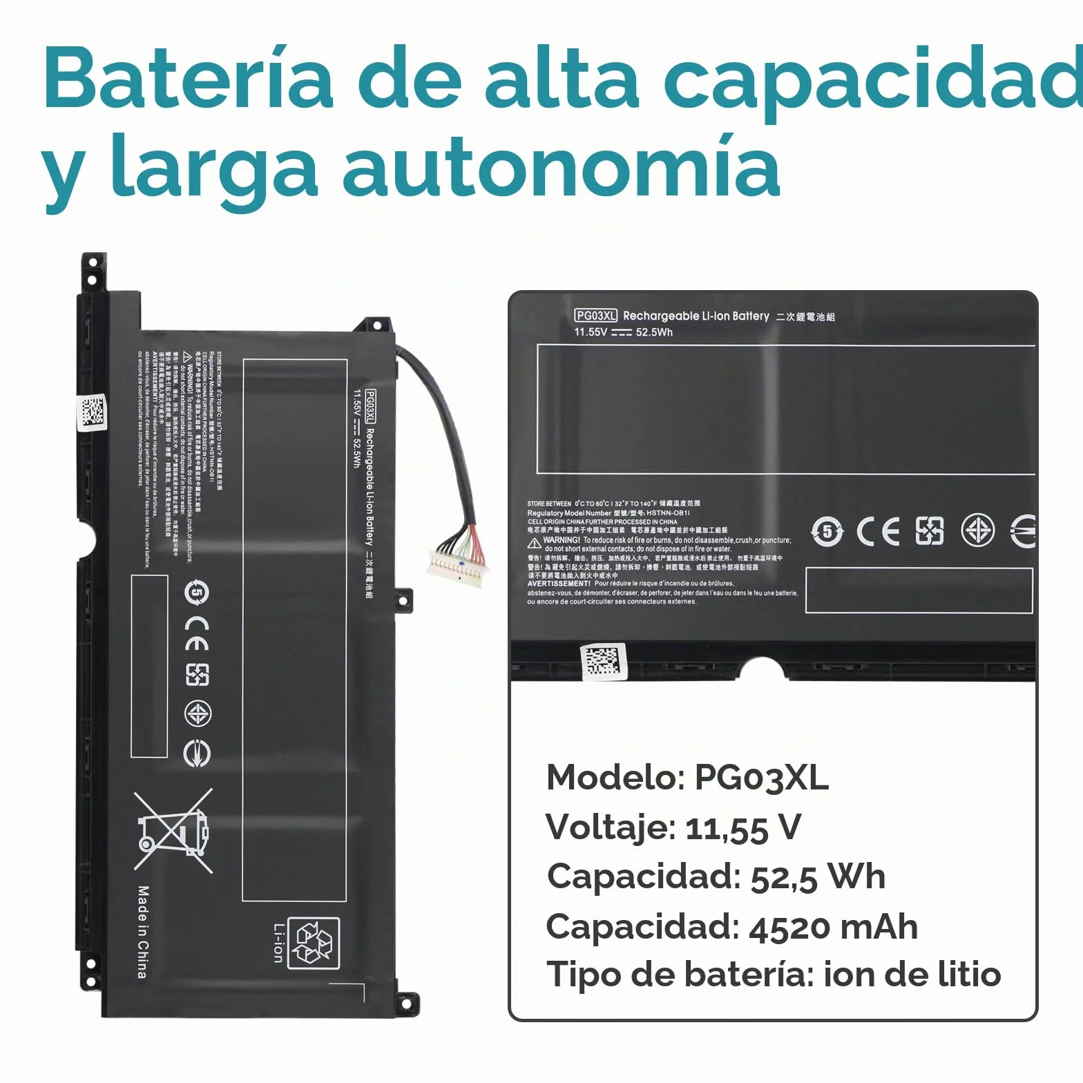 PG03XL Batería para HP Pavilion Gaming 15-dk 15-EC 16-a 15-dk0000 15-dk1000 15-dk2000 15-ec0000 15-ec1000 15-ec2000 16-a0000 15z-ec000 16t-a000 15t-dk100 15z-ec200 L48430-AC1 L48430-AC2 L48495-005